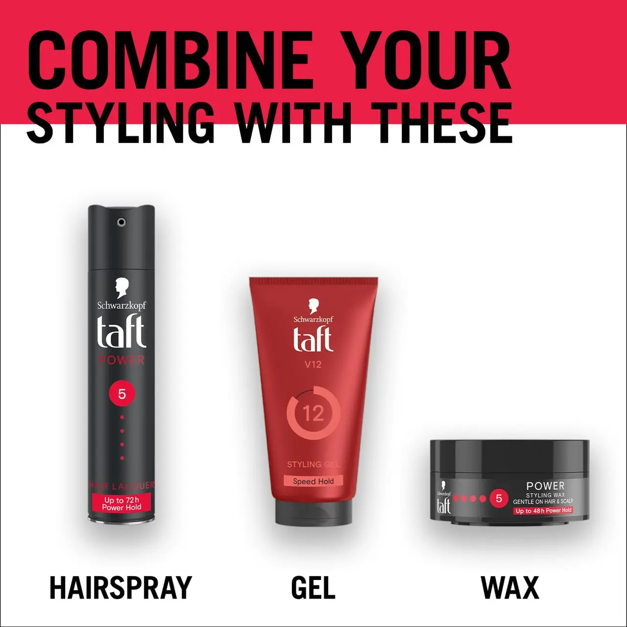 Schwarzkopf Taft Power Wax provides caffeine-strength, all-weather power hold for structured and strengthened hair, working effectively on both wet and dry hair.