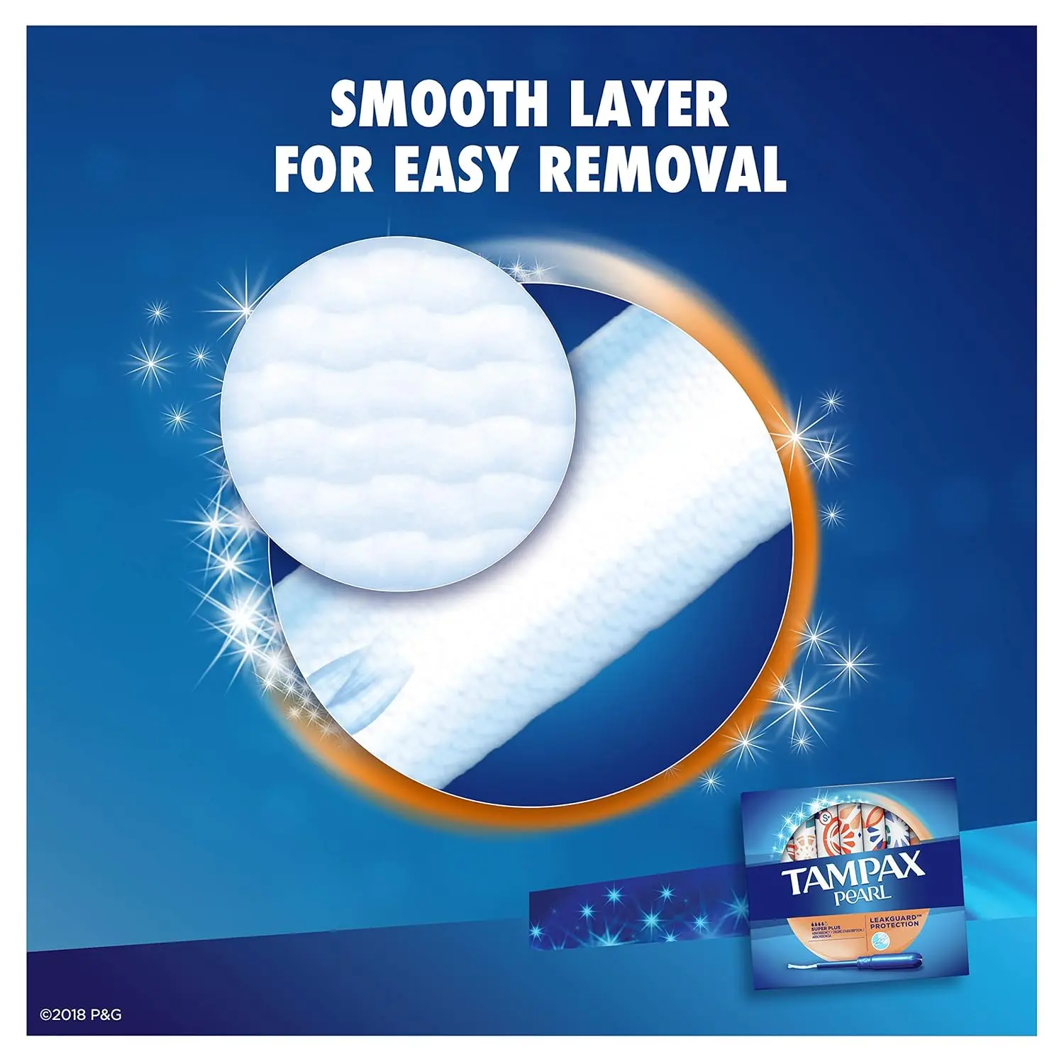 This is a box of 36 Tampax Pearl Super Plus absorbency unscented tampons with LeakGuard Braid, made in the United States.