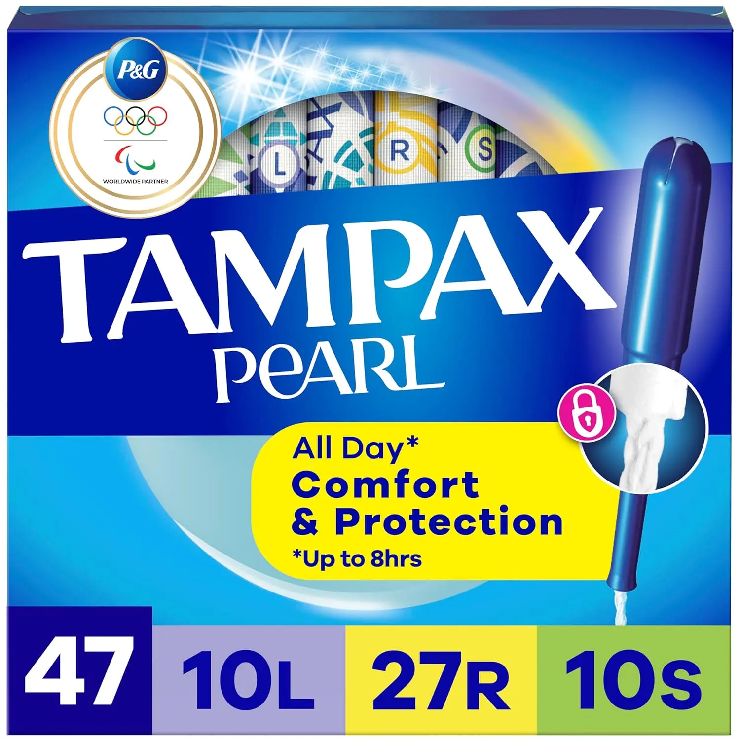 Tampax Pearl tampons multipack with LeakGuard Braid offer up to eight hours of comfortable, personalized protection.