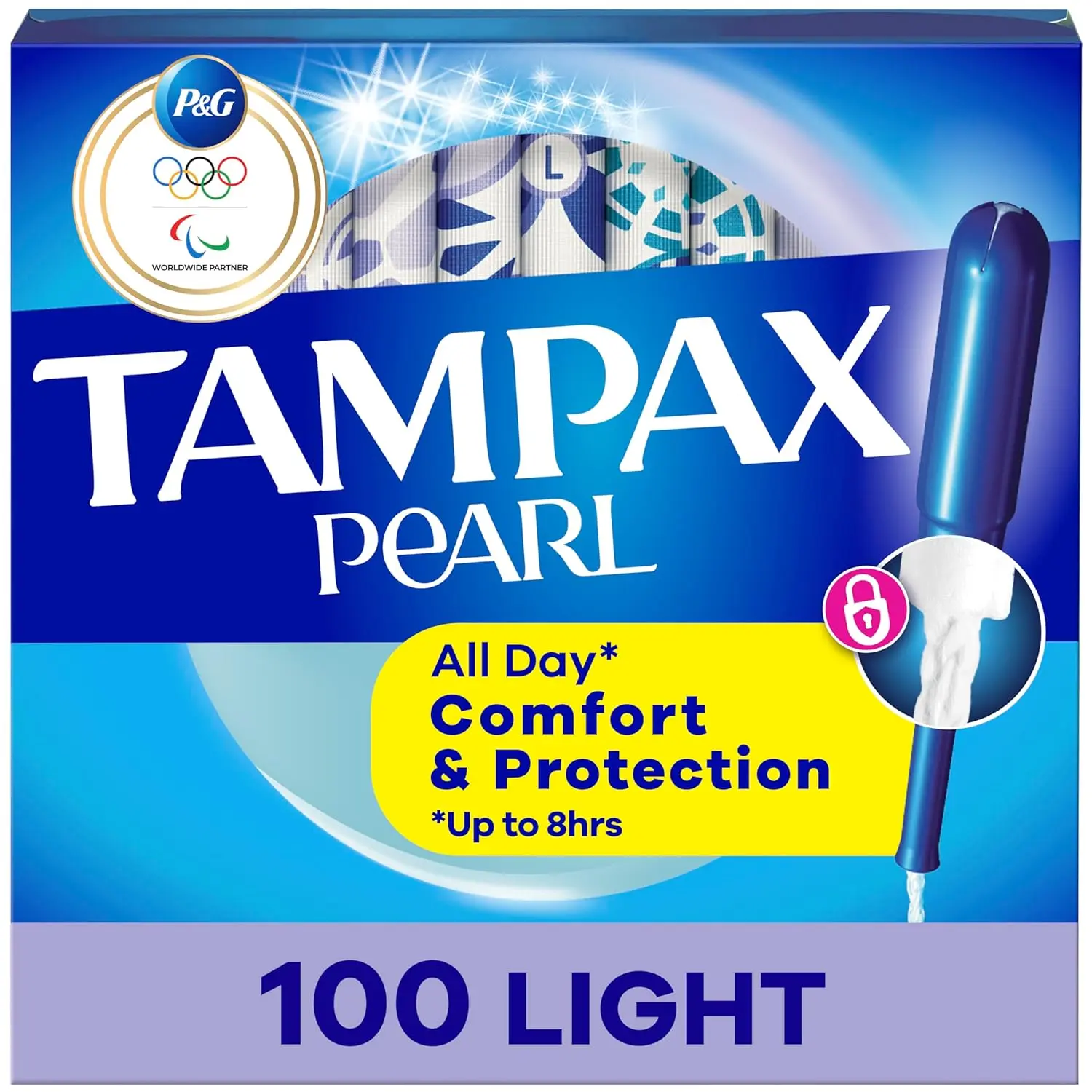 Tampax Pearl Light absorbency tampons offer up to eight hours of comfortable, leak-free protection with a LeakGuard Braid and FormFit design, expanding to your individual shape.