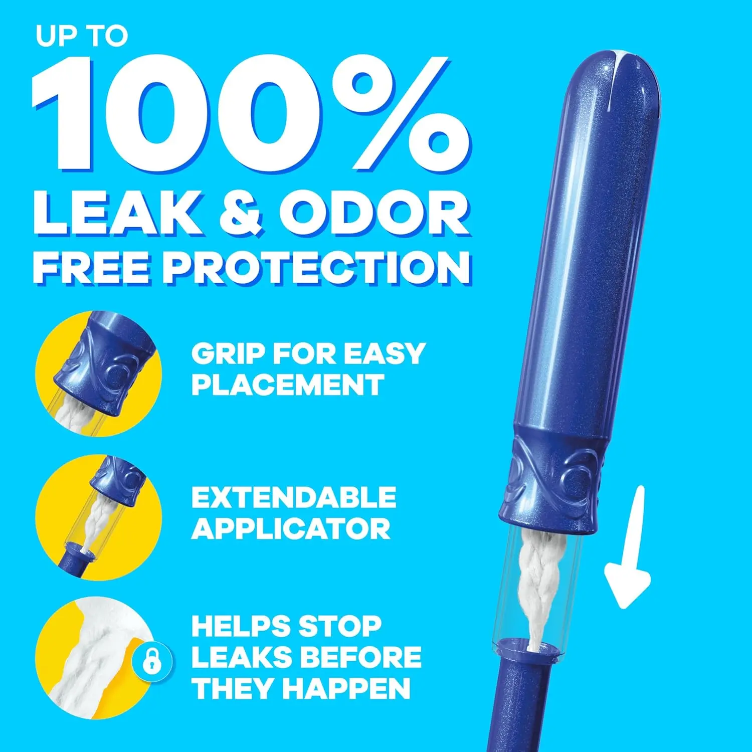 Tampax Pocket Pearl super absorbency tampons with plastic applicator offer all-day comfort and LeakGuard Braid protection in a compact, extendable design.