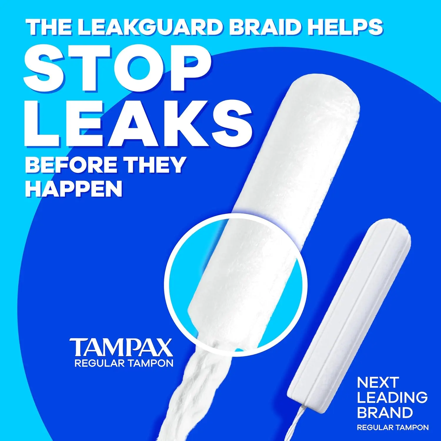 Tampax Pocket Pearl super absorbency tampons with plastic applicator offer all-day comfort and LeakGuard Braid protection in a compact, extendable design.