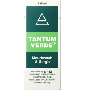 Bottle of Tantum Verde mouthwash and gargle providing easy to maintain pain relief.