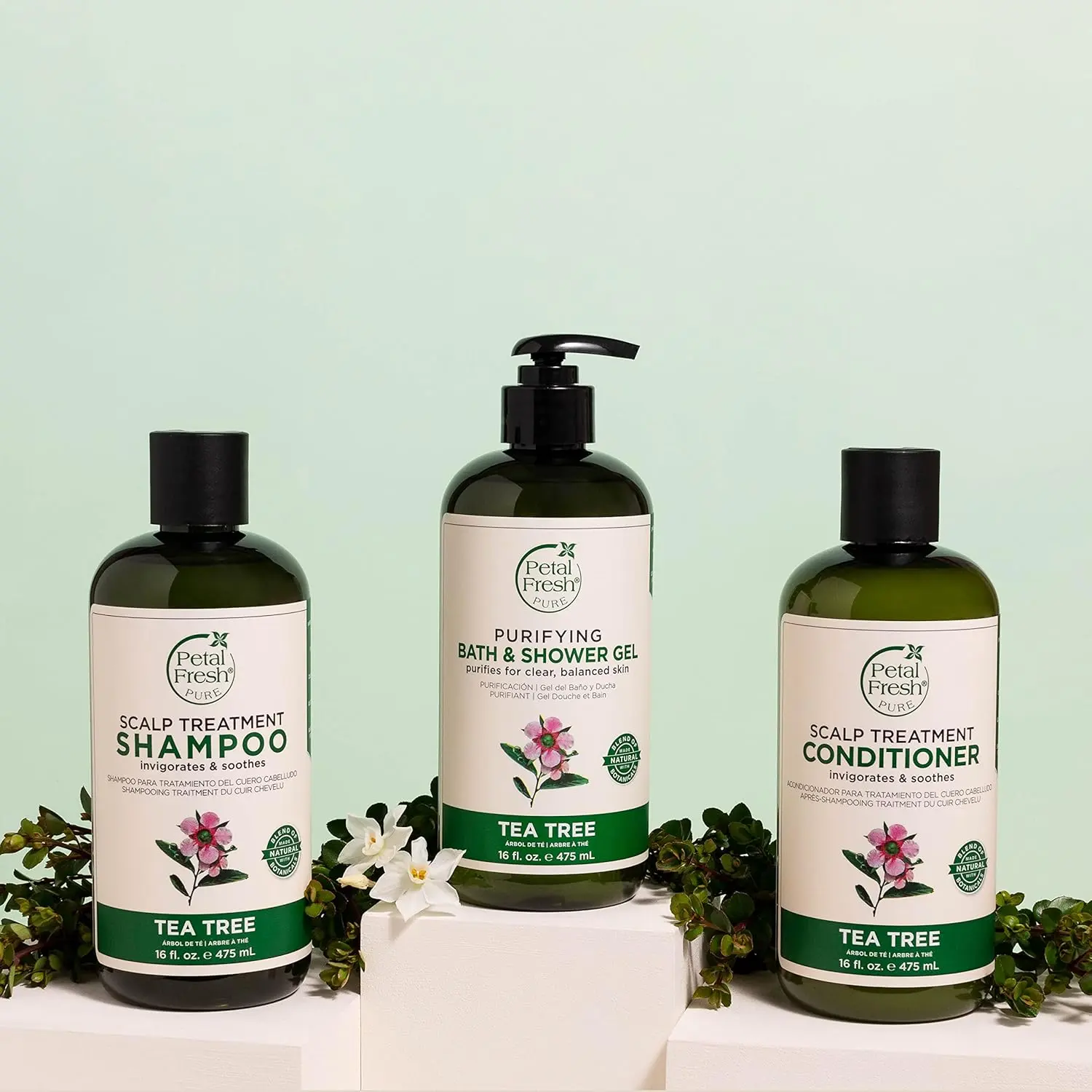 Petal Fresh Tea Tree body wash infused with essential oils for purifying and invigorating daily cleansing, embodying ancient Australian healing traditions.