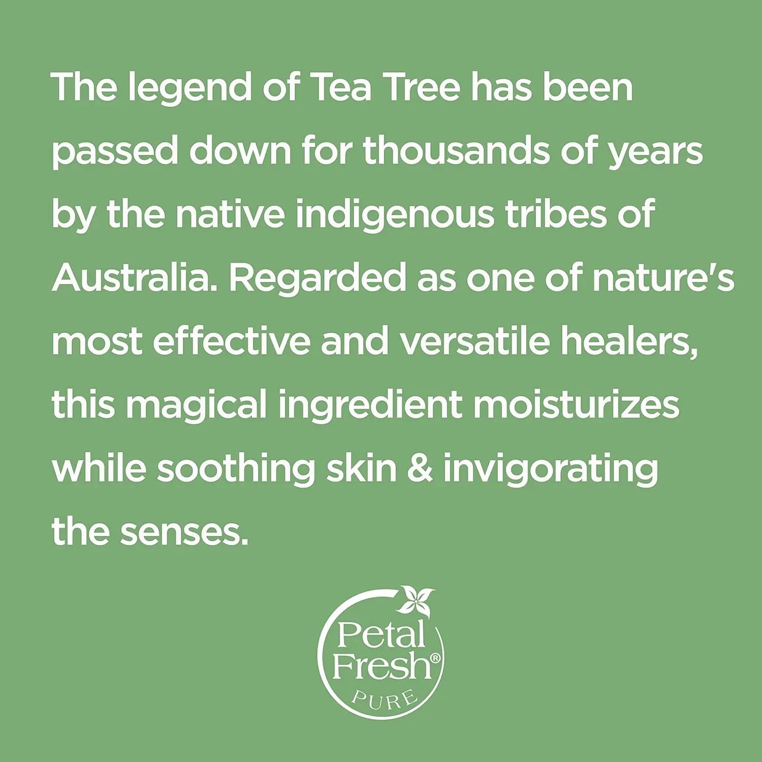 Petal Fresh Tea Tree body wash infused with essential oils for purifying and invigorating daily cleansing, embodying ancient Australian healing traditions.