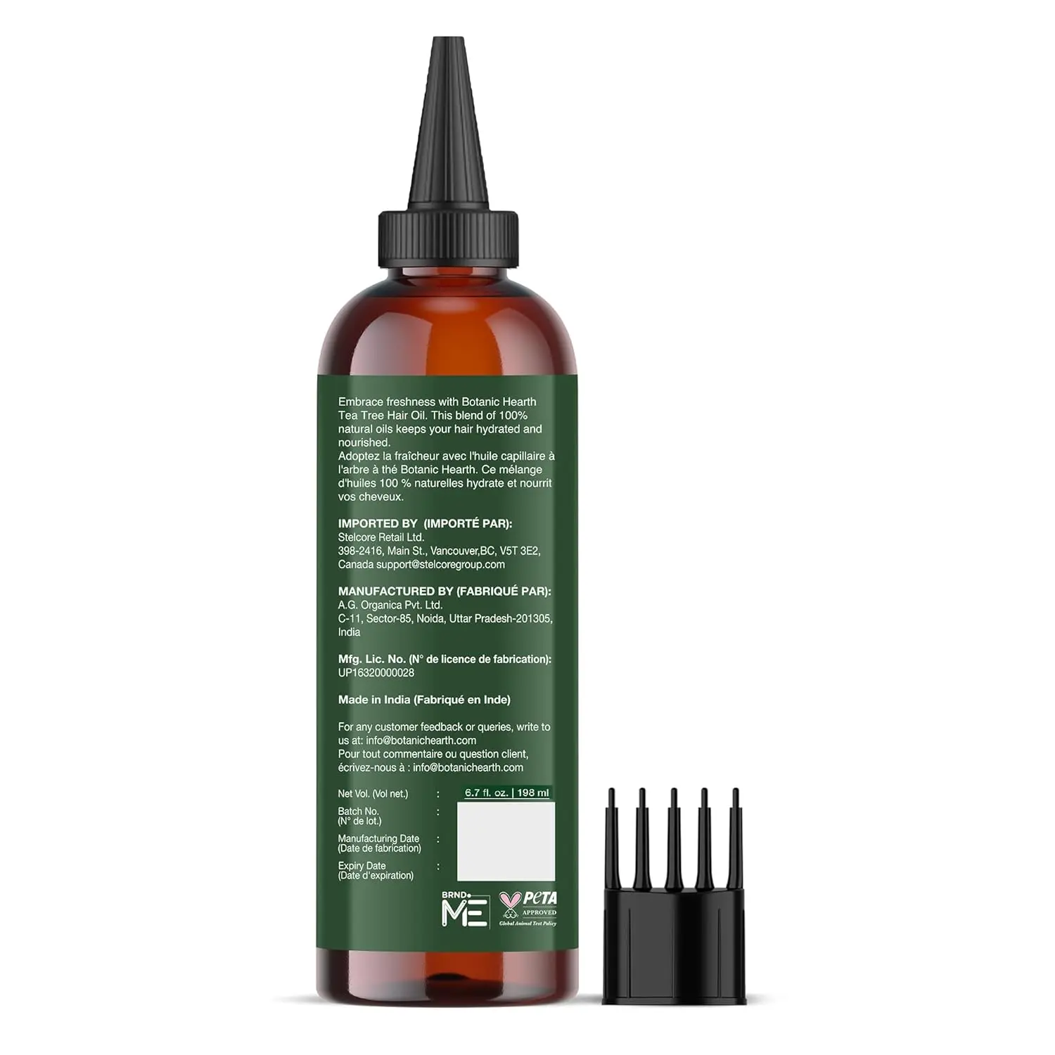 Botanic Hearth tea tree oil for hair with argan, jojoba and grapeseed oils to soothe itchy scalp and fight dandruff.