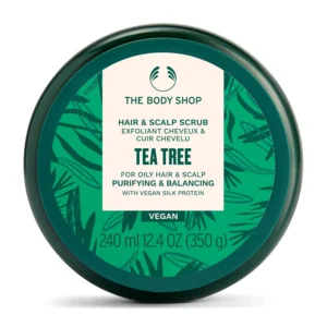 This tea tree hair and scalp scrub purifies, exfoliates, and revitalizes oily hair, leaving it feeling fresh and balanced.