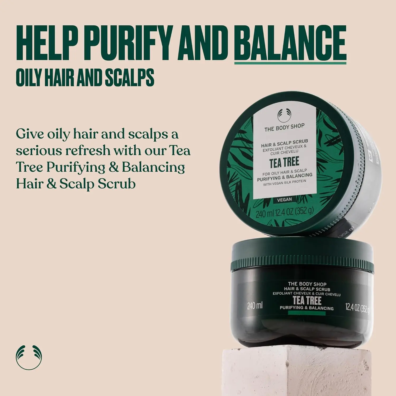 This tea tree hair and scalp scrub purifies, exfoliates, and revitalizes oily hair, leaving it feeling fresh and balanced.