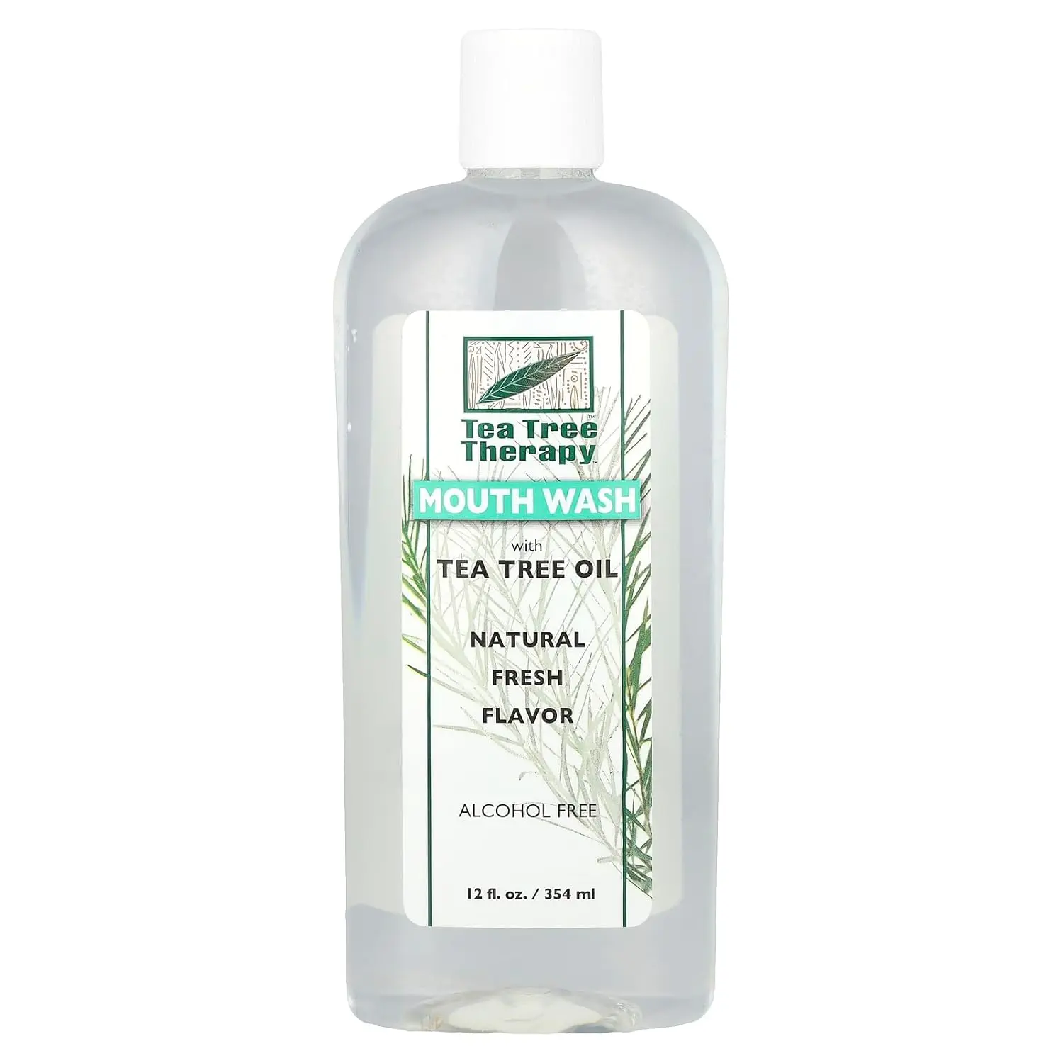 Tea Tree Therapy Mouthwash with tea tree oil freshens breath, cleanses gently, promotes healthy gums, and reduces plaque buildup for overall oral hygiene.