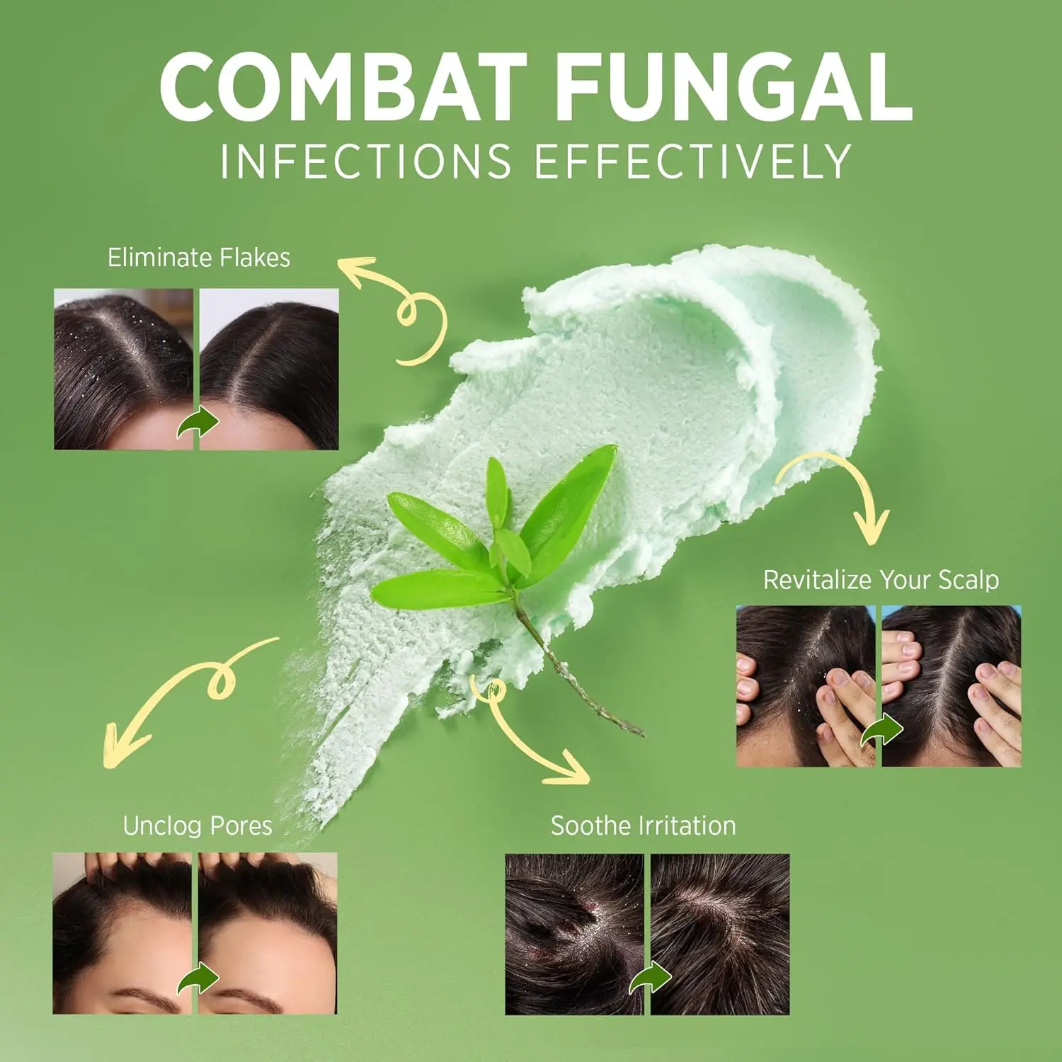 Roycederm tea tree scalp scrub with tea tree oil, shea butter, and witch hazel that soothes itchy scalp, removes dandruff and promotes hair growth.