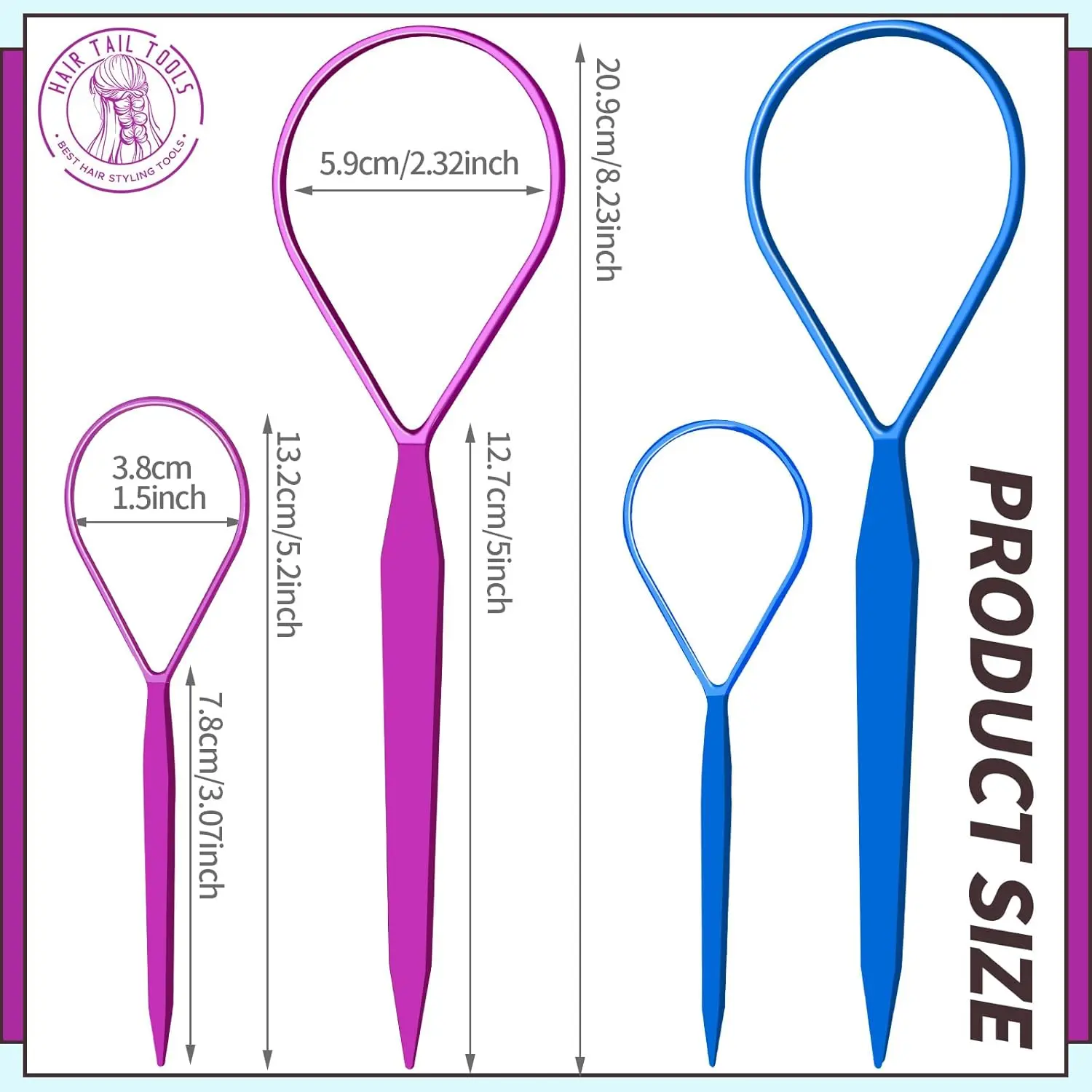 This set of Teenitor hair braid tools includes four pieces in purple and blue colors, designed for creating French braids and stylish ponytails for all hair types and ages.