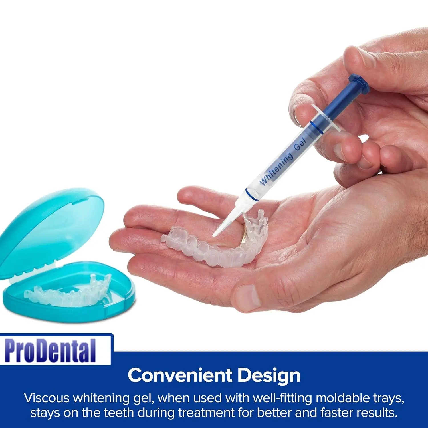 ProDental teeth whitening gel syringes with 35% carbamide peroxide safely and effectively remove years of stains from coffee, wine, and smoking, leading to a dazzling bright smile.