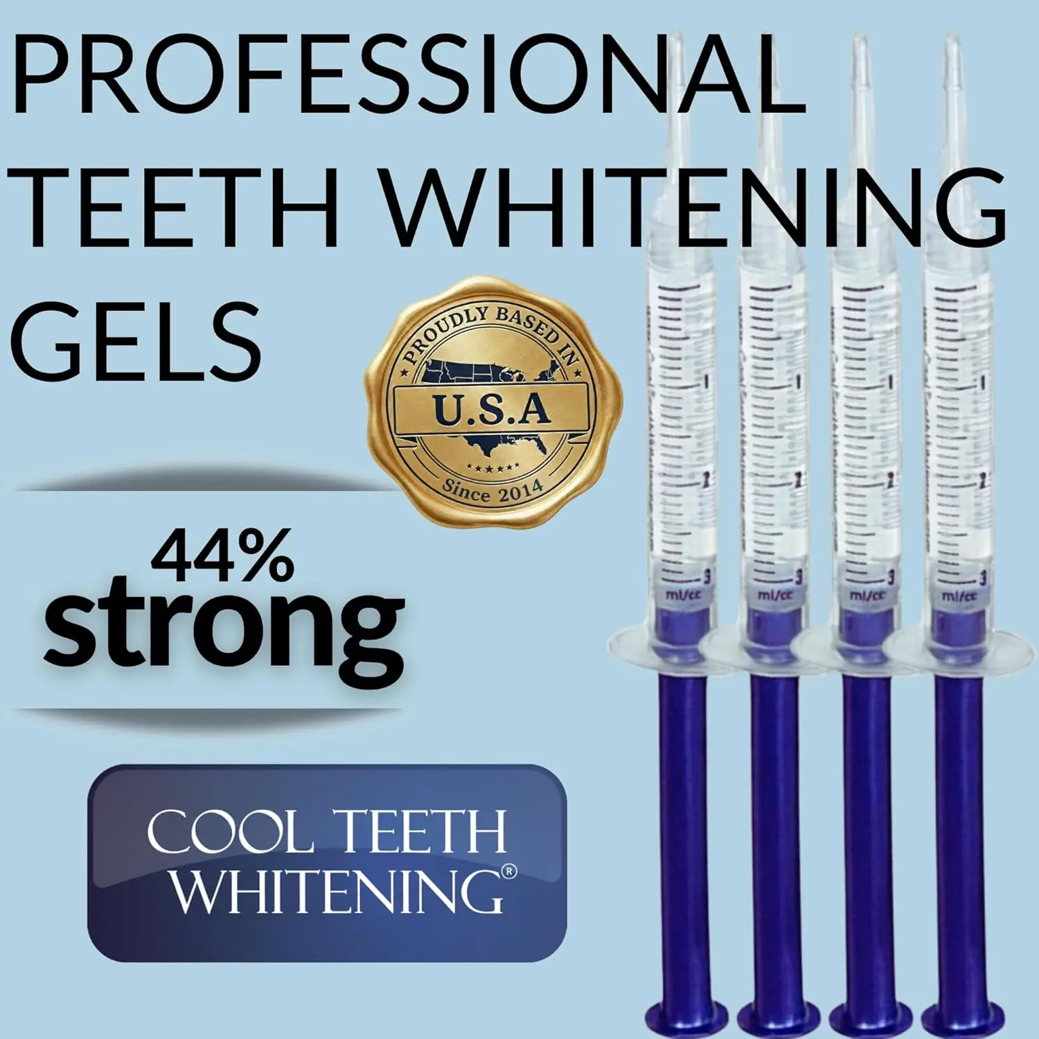 Professional teeth whitening kit with 44% carbamide peroxide gel, moldable trays, and case for a brighter, whiter smile at home in just one week, removing years of stains.