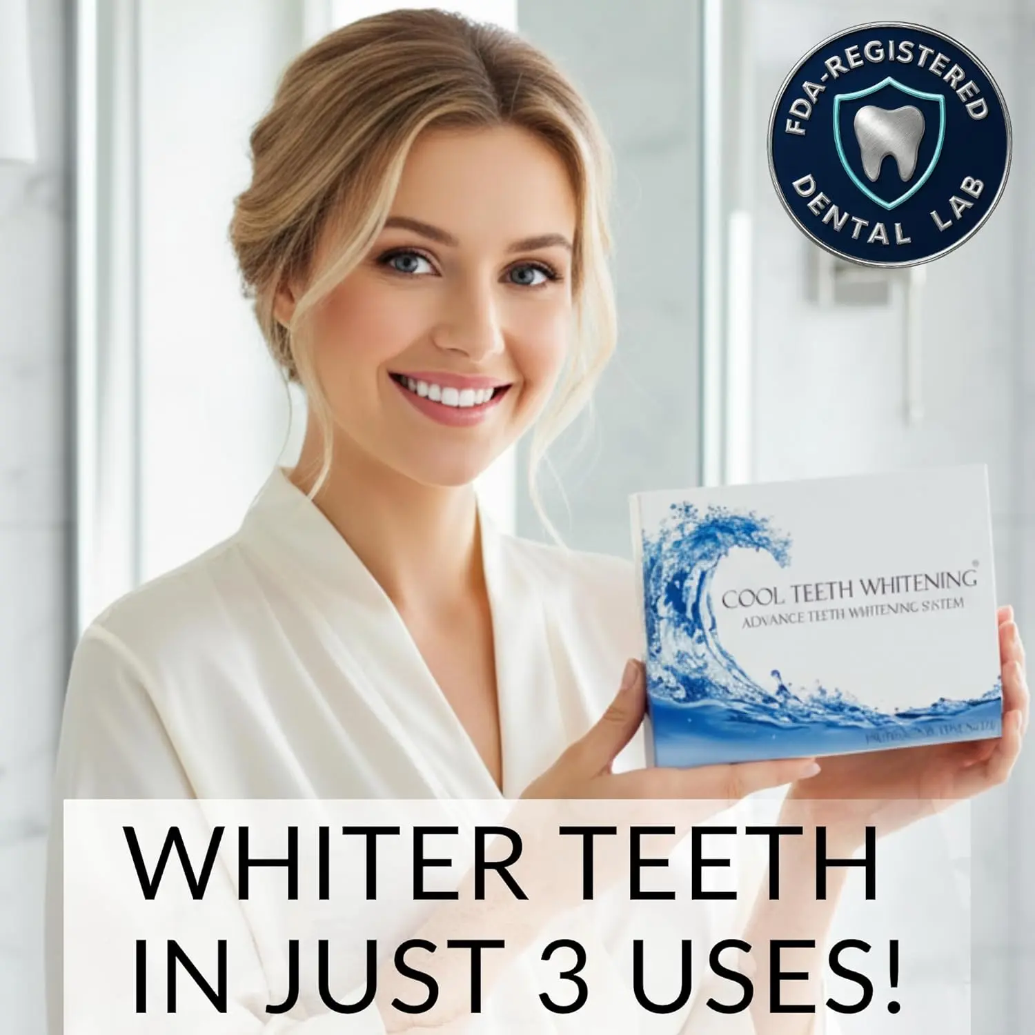 Professional teeth whitening kit with 44% carbamide peroxide gel, moldable trays, and case for a brighter, whiter smile at home in just one week, removing years of stains.