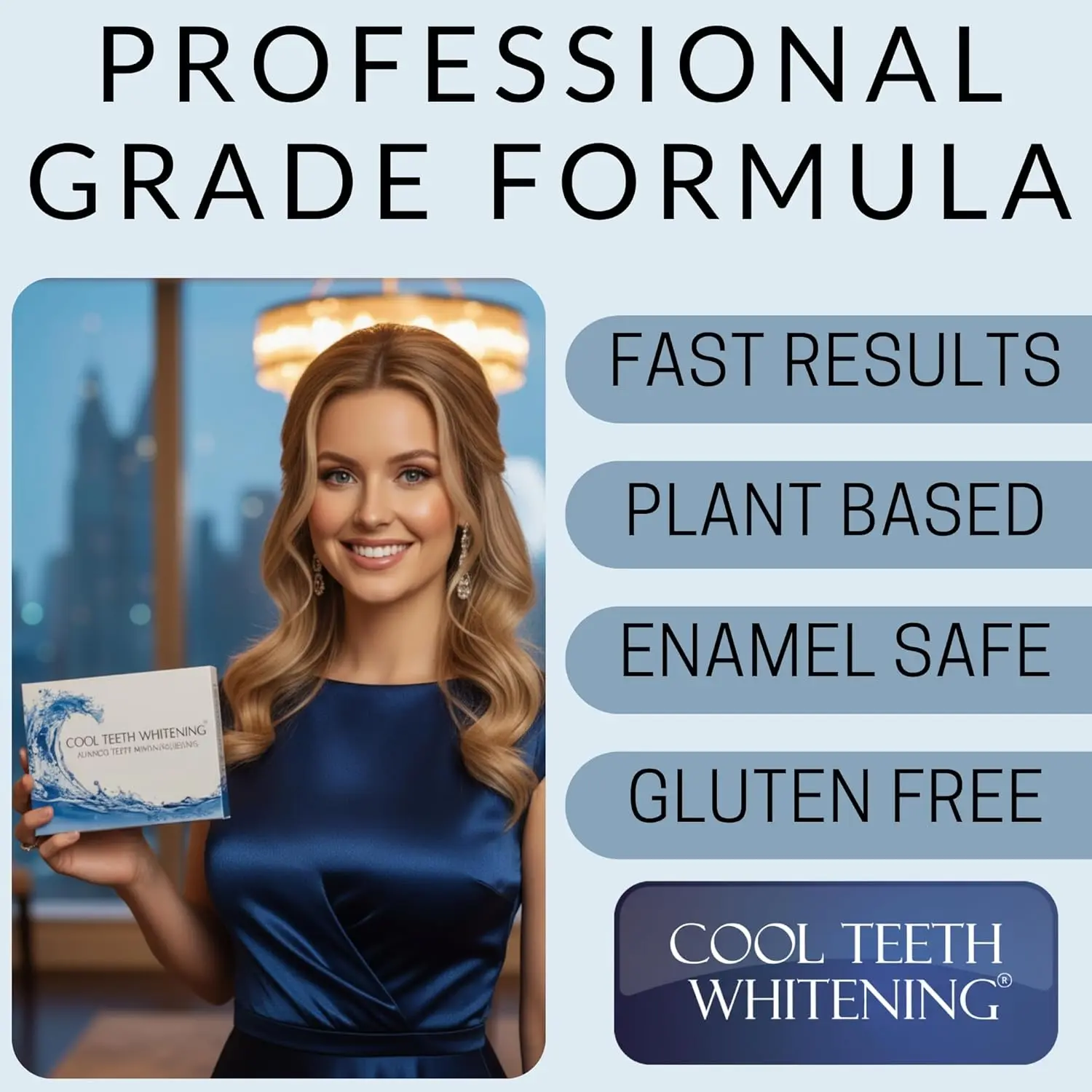 Professional teeth whitening kit with 44% carbamide peroxide gel, moldable trays, and case for a brighter, whiter smile at home in just one week, removing years of stains.