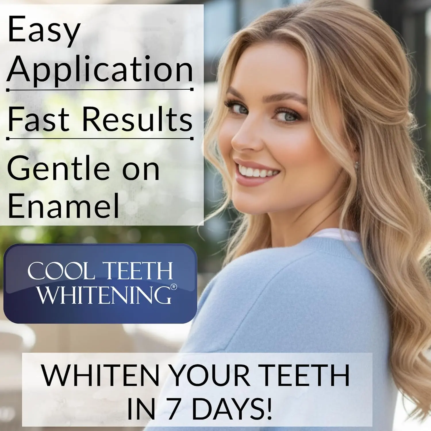 Professional teeth whitening kit with 44% carbamide peroxide gel, moldable trays, and case for a brighter, whiter smile at home in just one week, removing years of stains.