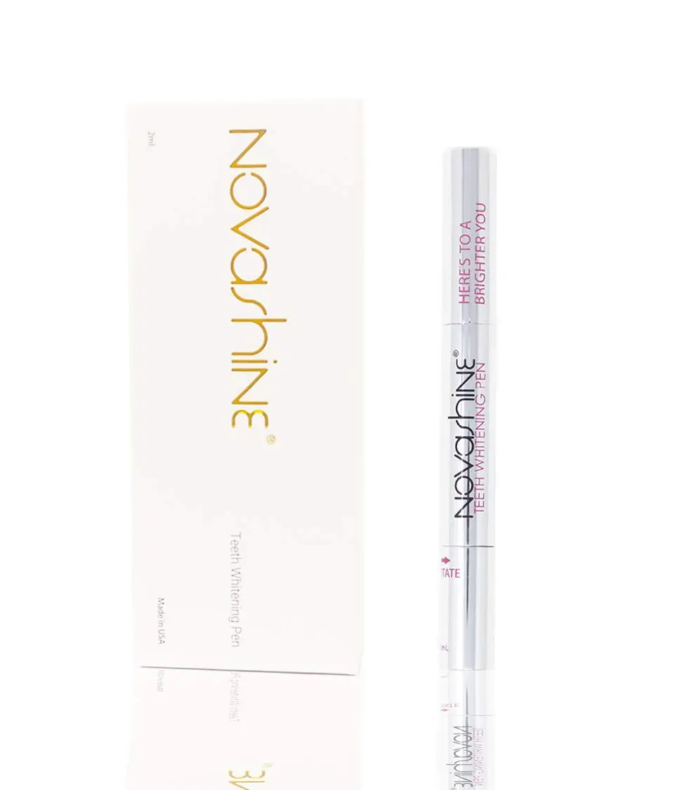 Novashine teeth whitening pen with 6% hydrogen peroxide provides up to 15 treatments to remove years of stains from coffee, tea, wine, and smoking for a brighter, confident smile.