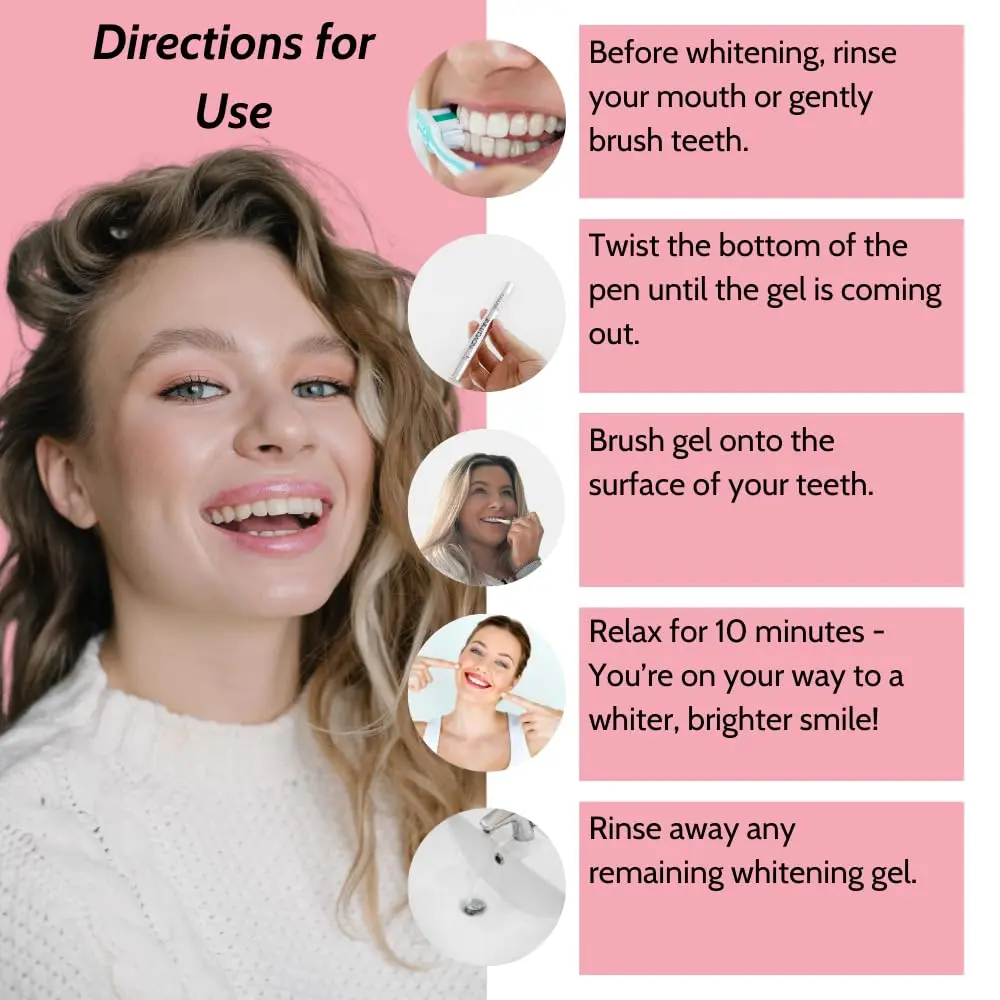 Novashine teeth whitening pen with 6% hydrogen peroxide provides up to 15 treatments to remove years of stains from coffee, tea, wine, and smoking for a brighter, confident smile.