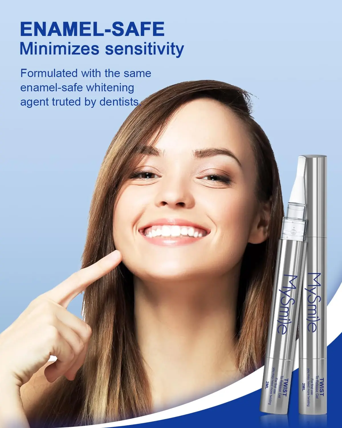 This teeth whitening pen kit includes two non-sensitive gel pens for convenient and effective at-home teeth whitening to help you achieve a brighter, whiter smile.