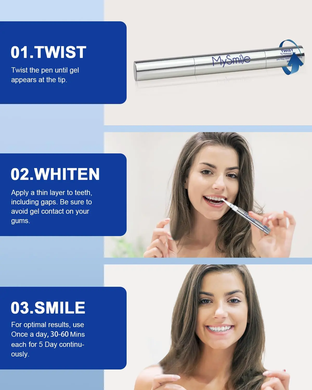 This teeth whitening pen kit includes two non-sensitive gel pens for convenient and effective at-home teeth whitening to help you achieve a brighter, whiter smile.
