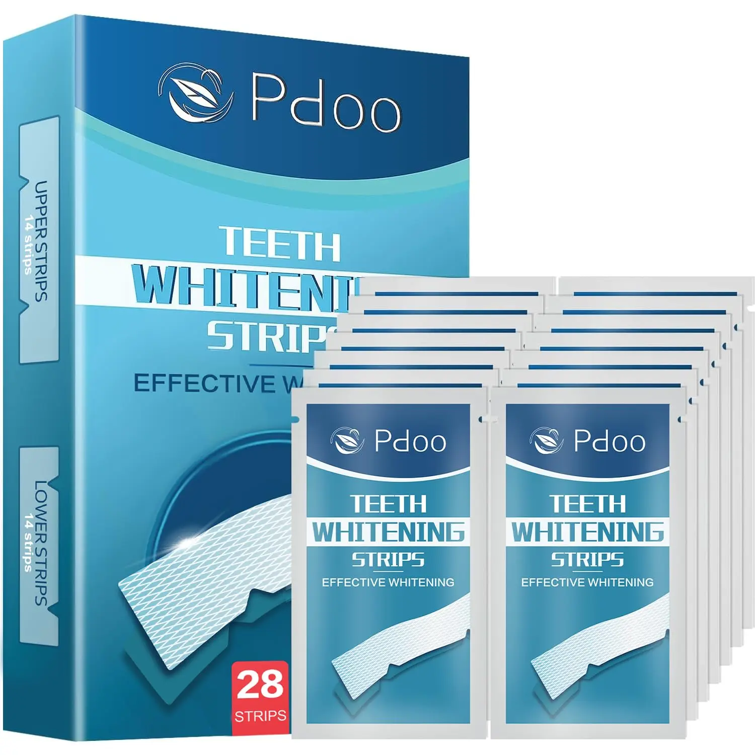 This image shows teeth whitening strips designed for sensitive teeth, promising professional whitening results at home by removing coffee, wine, and smoking stains effectively.