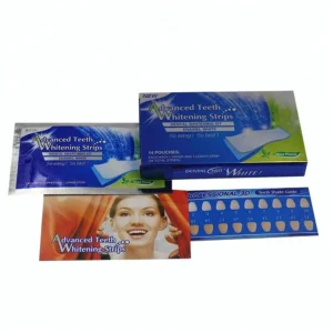 Beauty+ 3D professional teeth whitening strips kit with 28 bleaching strips provides fast teeth whitening results, suitable for sensitive teeth, and includes a whitening strip comparison card for tracking progress.