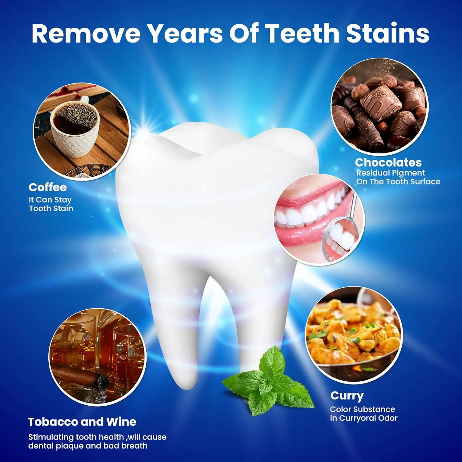 Close-up of teeth whitening strips, included for a convenient teeth cleaning at home.