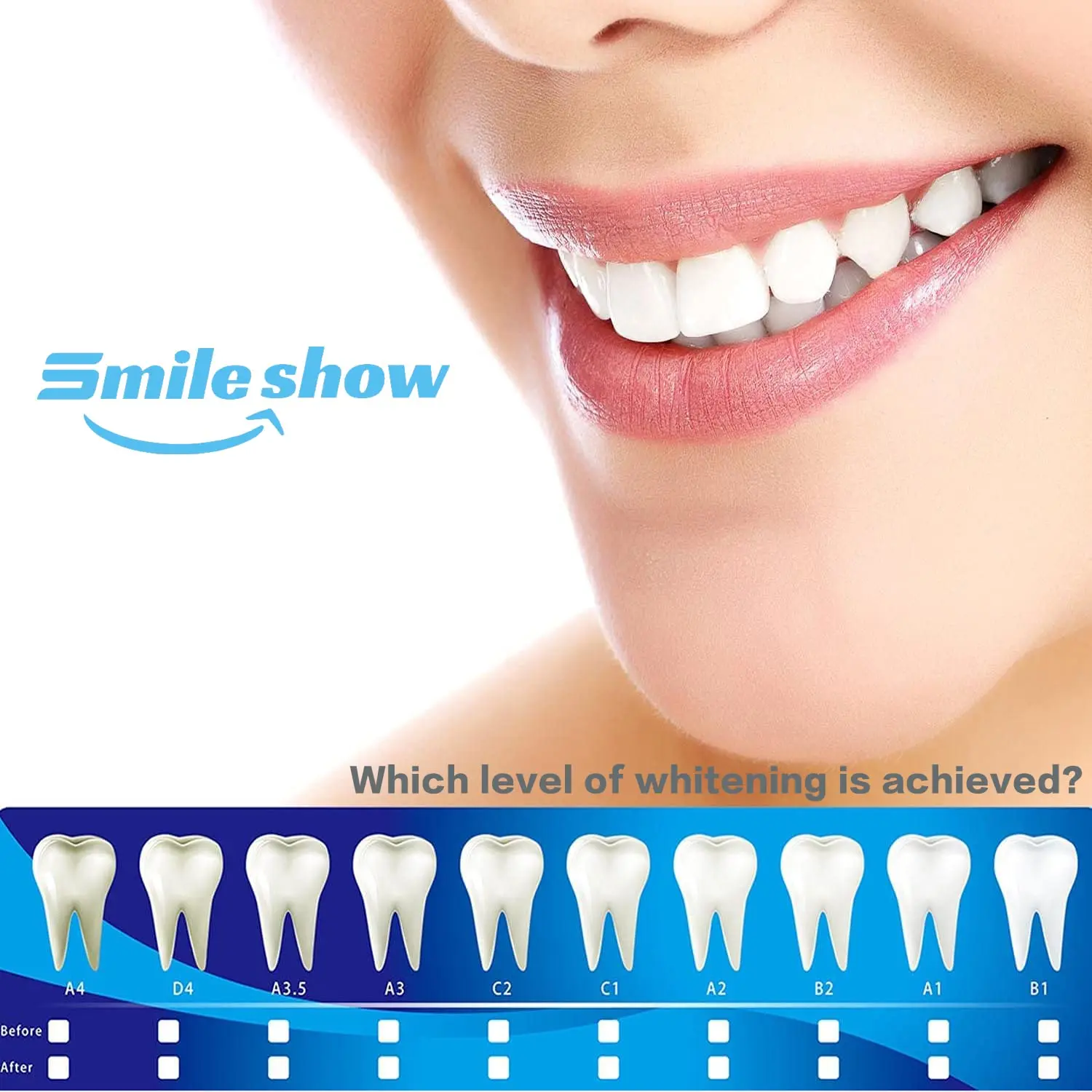 SMILESHOW PAP+ teeth whitening strips gently and effectively remove stains, offering a convenient, enamel-safe solution for sensitive teeth at home.