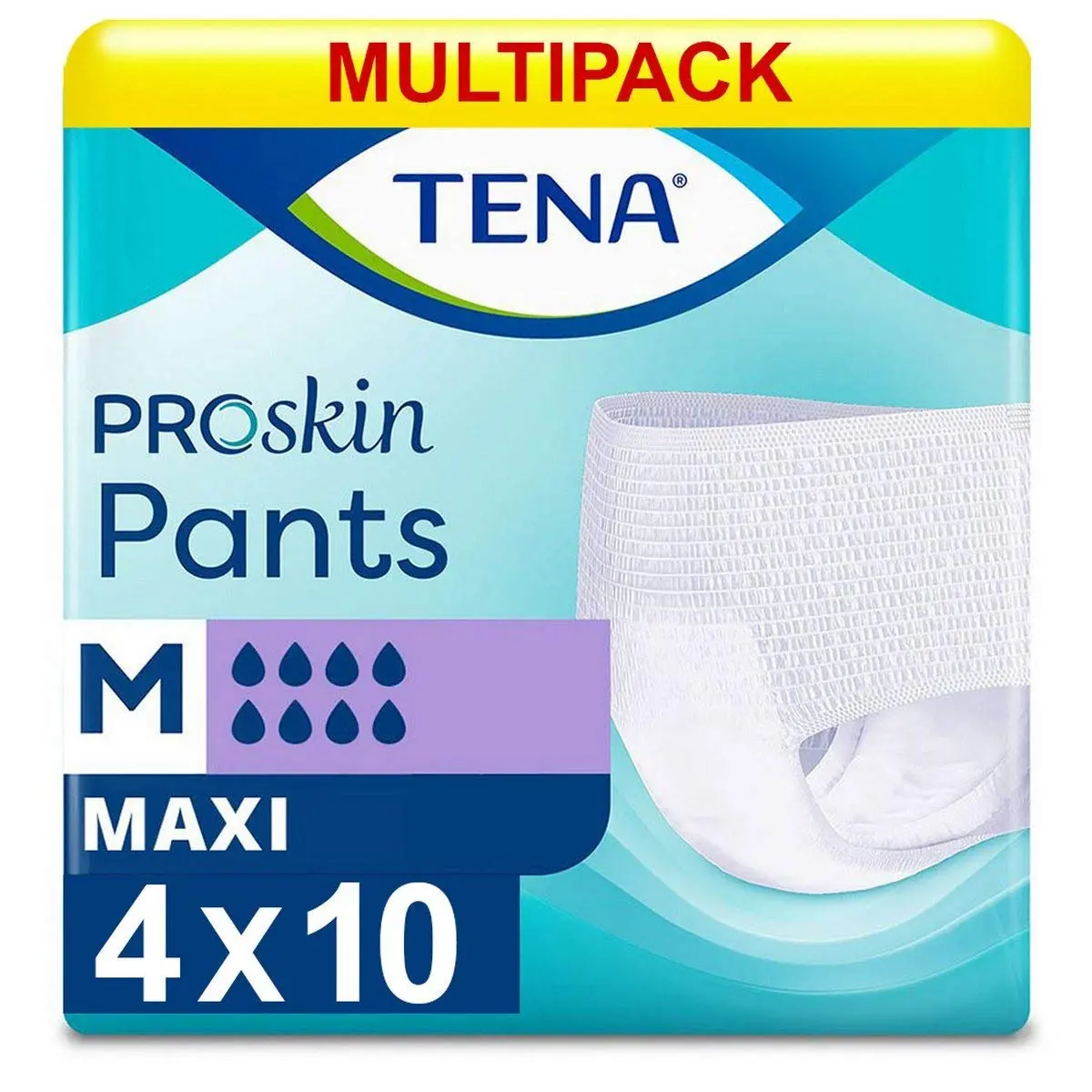 Four packs of Tena Pants Maxi Medium, providing maximum absorbency and secure protection for comfortable and discreet incontinence management.