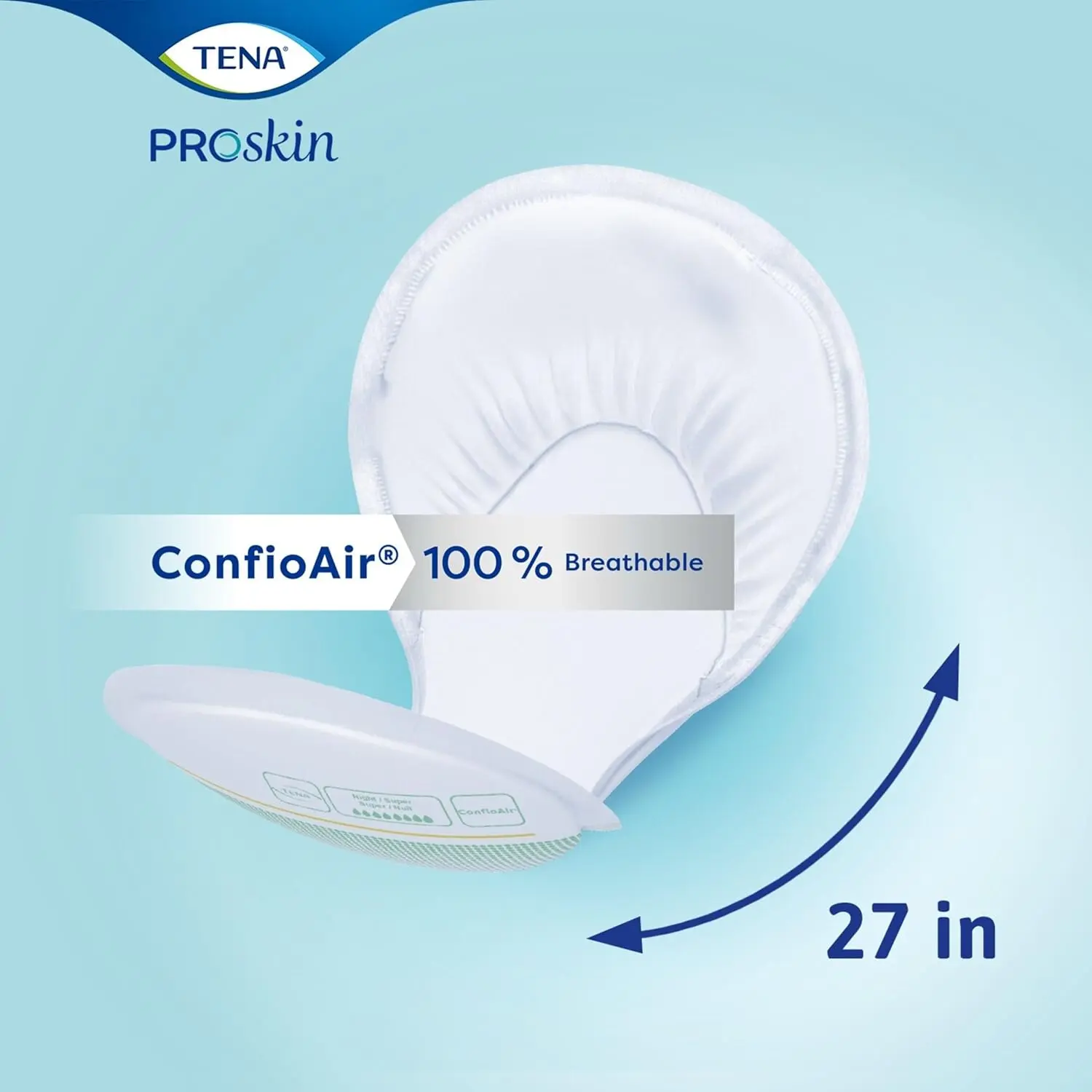 TENA ProSkin Night Super Absorbent Pads provide heavy incontinence protection and feature a dry fast core for skin dryness and ConfioAir breathable technology.