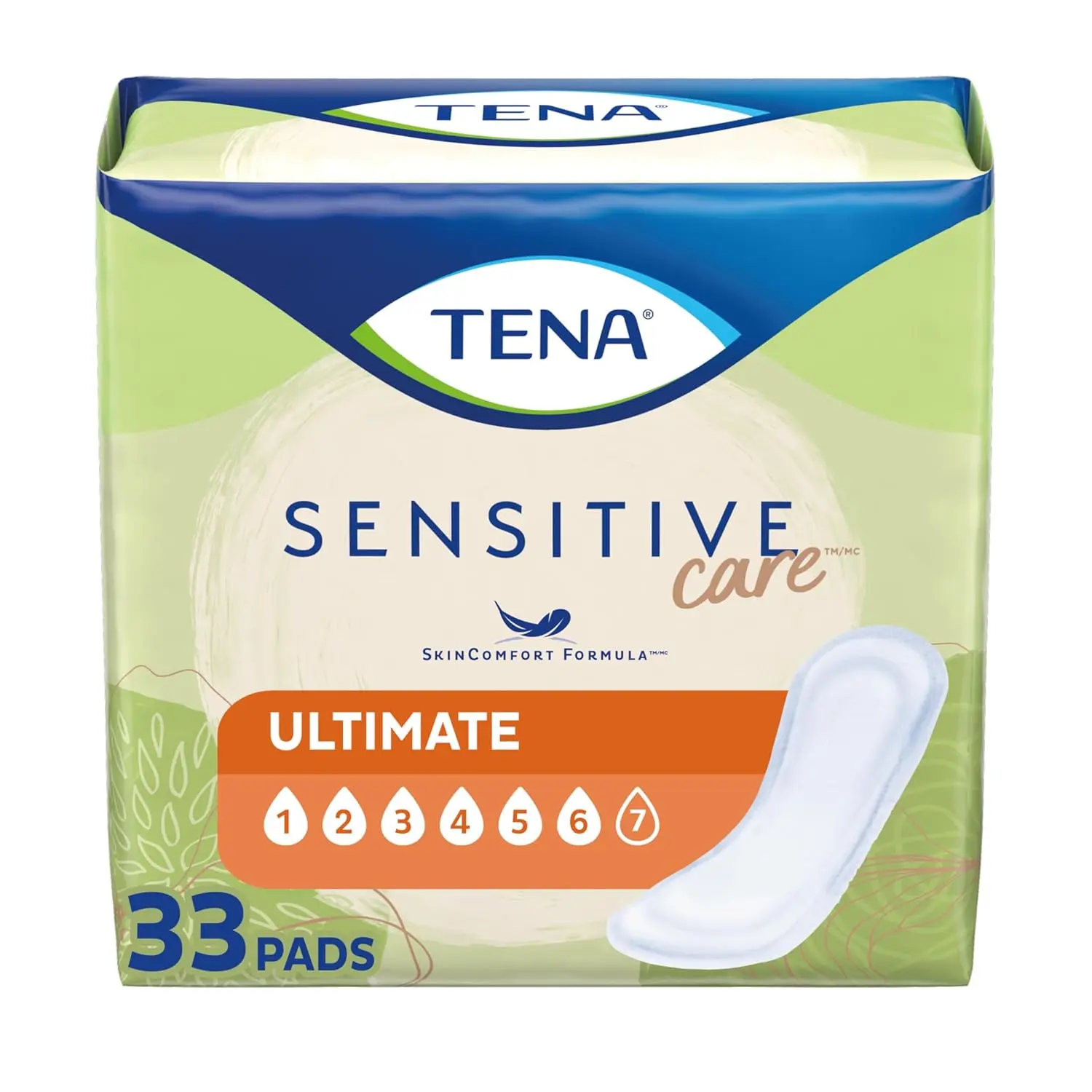Tena Serenity Ultimate Regular Pads with DRYFAST CORE and lie down protection, offering advanced odor control and individual wrapping for discreet use.