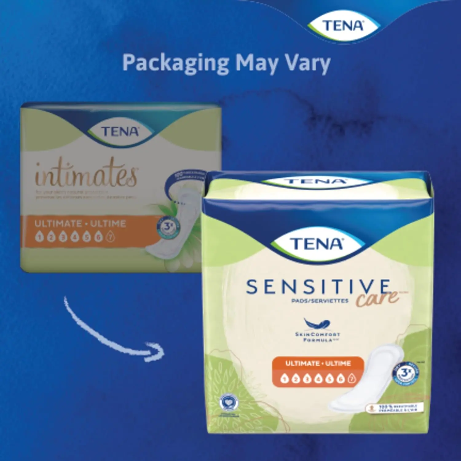Tena Serenity Ultimate Regular Pads with DRYFAST CORE and lie down protection, offering advanced odor control and individual wrapping for discreet use.