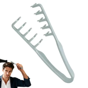 Grey texture comb with wide teeth designed for volumizing hair and creating fluffy styles for both men and women.