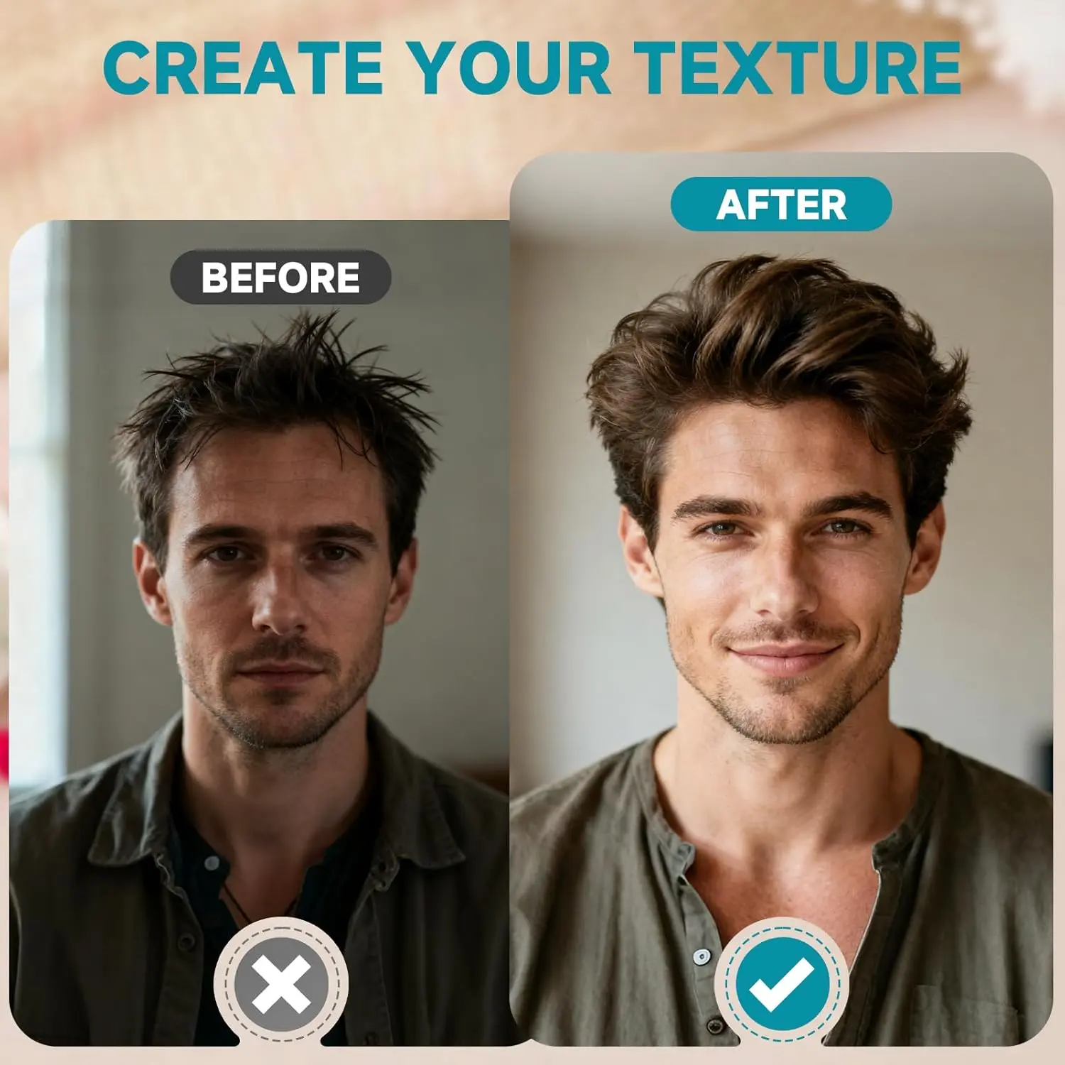 Grey texture comb with wide teeth designed for volumizing hair and creating fluffy styles for both men and women.