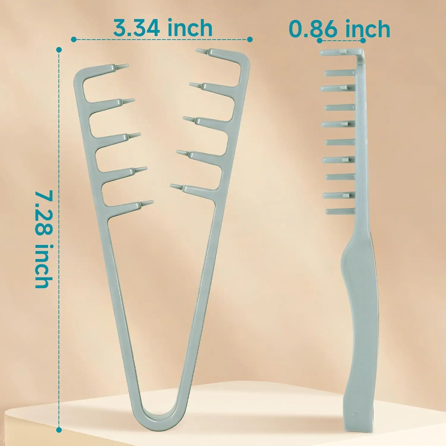 Grey texture comb with wide teeth designed for volumizing hair and creating fluffy styles for both men and women.