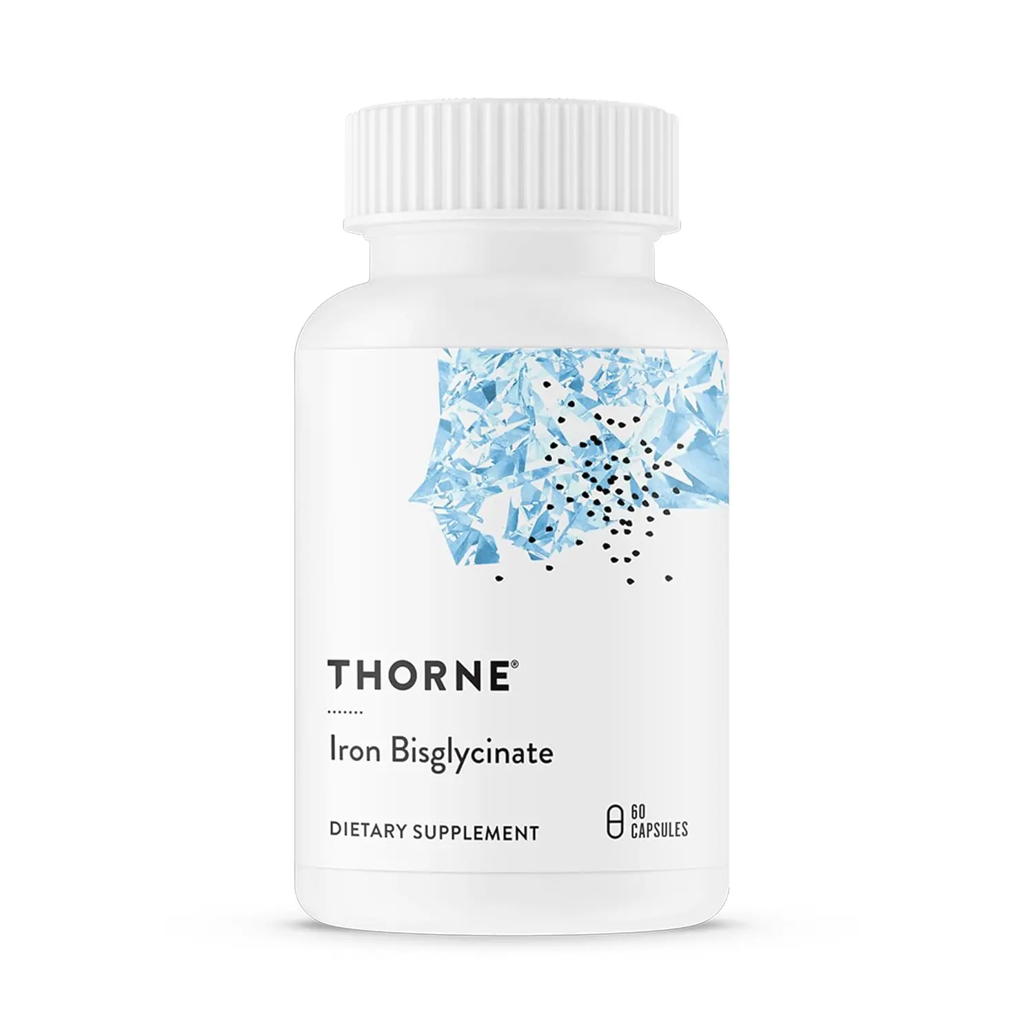 Thorne Iron Bisglycinate 25mg capsules provide a well-absorbed form of iron to help resist fatigue, support blood formation, and maintain energy levels, perfect for athletes and those with iron deficiency.
