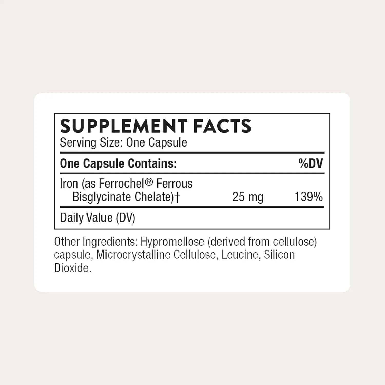 Thorne Iron Bisglycinate 25mg capsules provide a well-absorbed form of iron to help resist fatigue, support blood formation, and maintain energy levels, perfect for athletes and those with iron deficiency.