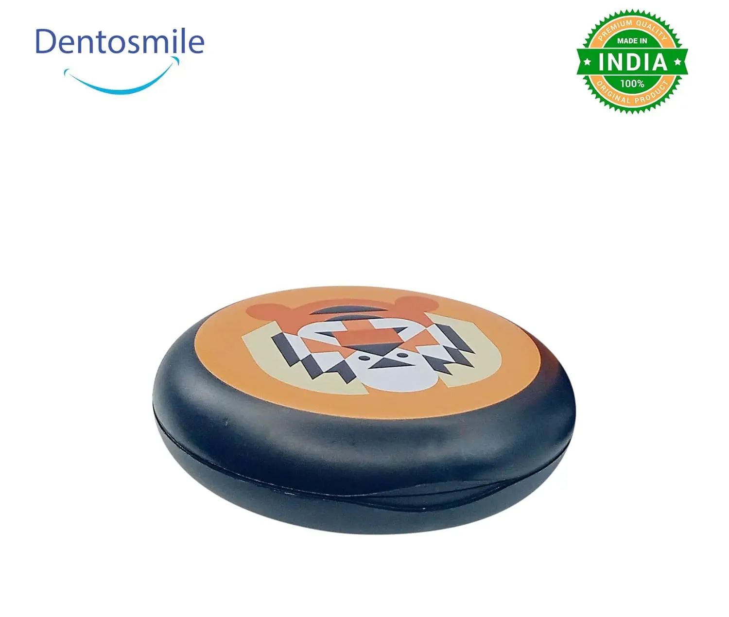 Dentosmile tiger-themed slim aligner case for orthodontic retainers, featuring magnetic closure and portable design.