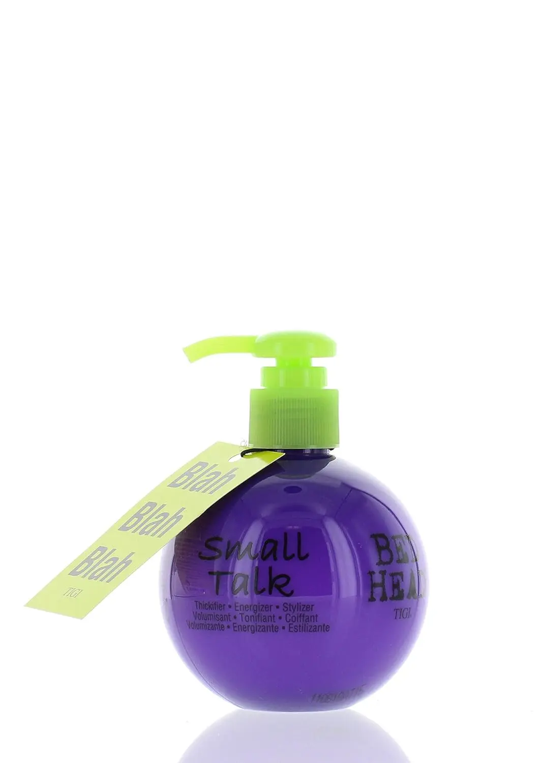 TIGI Bed Head Small Talk 3-in-1 thickens, energizes, and styles hair, adding shine and controlling frizz with thermal protection and light hold.