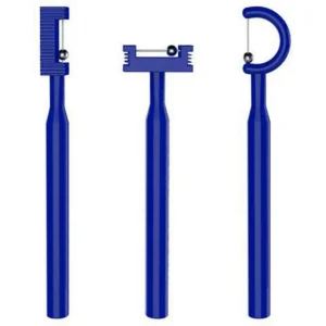 This oral sensory therapy tool kit includes three tongue tip lateralization and elevation tools designed to improve bite, chewing skills, jaw strength, coordination, and mobility, and to stretch the tongue frenulum, suitable for orthodontics and speech therapy.