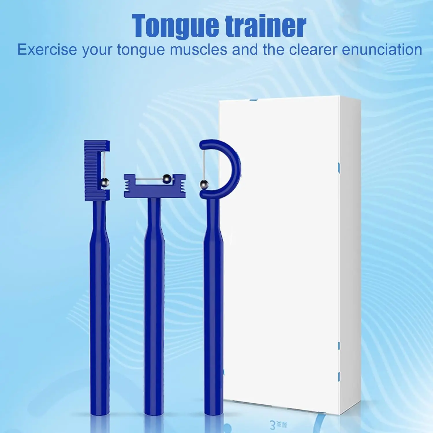 This tongue exercise kit includes three oral muscle training tools designed to improve speech clarity, strengthen tongue muscles, and help with articulation for both children and adults.