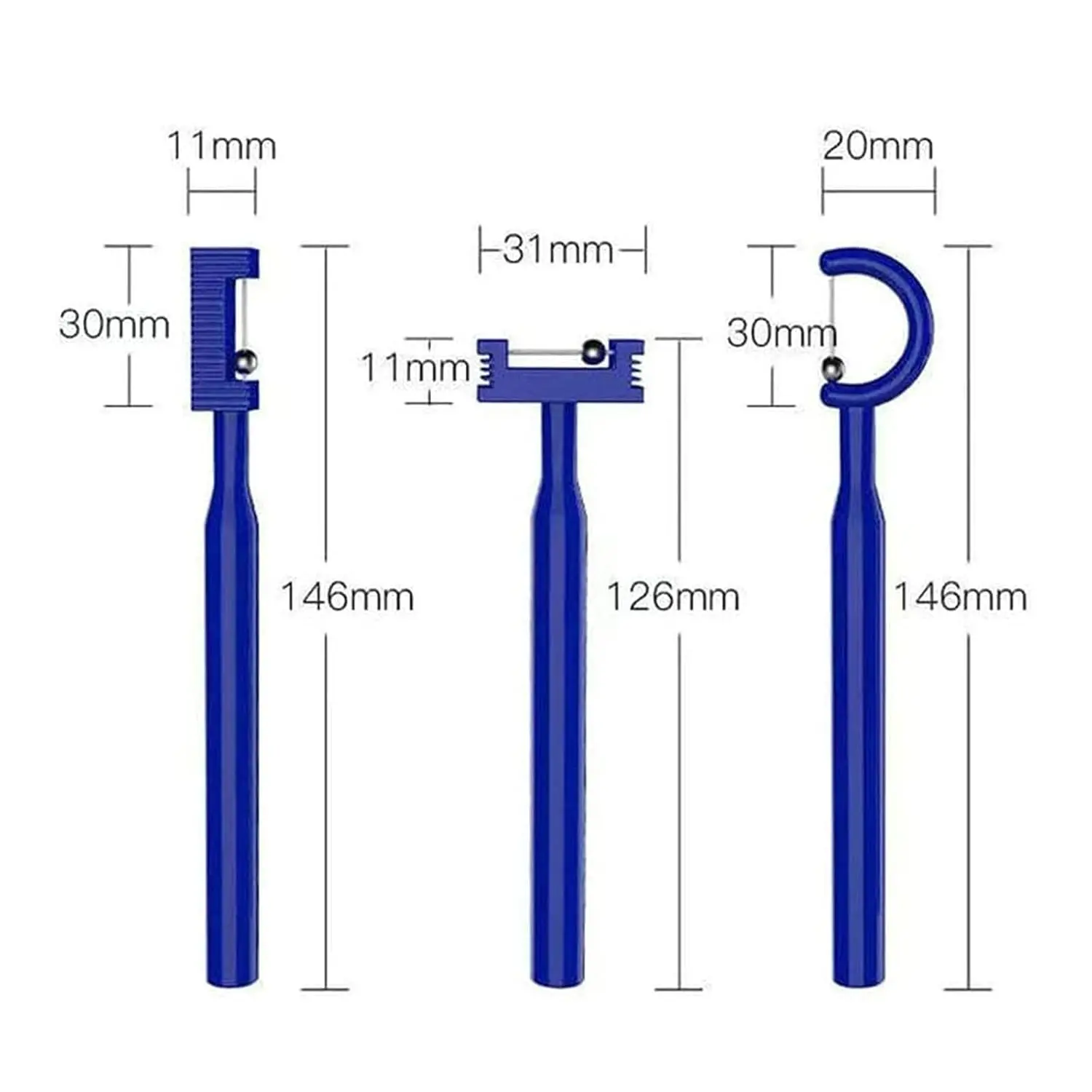 This tongue exercise tool set includes three pieces for lateralization, lifting, and overall oral muscle strength training.