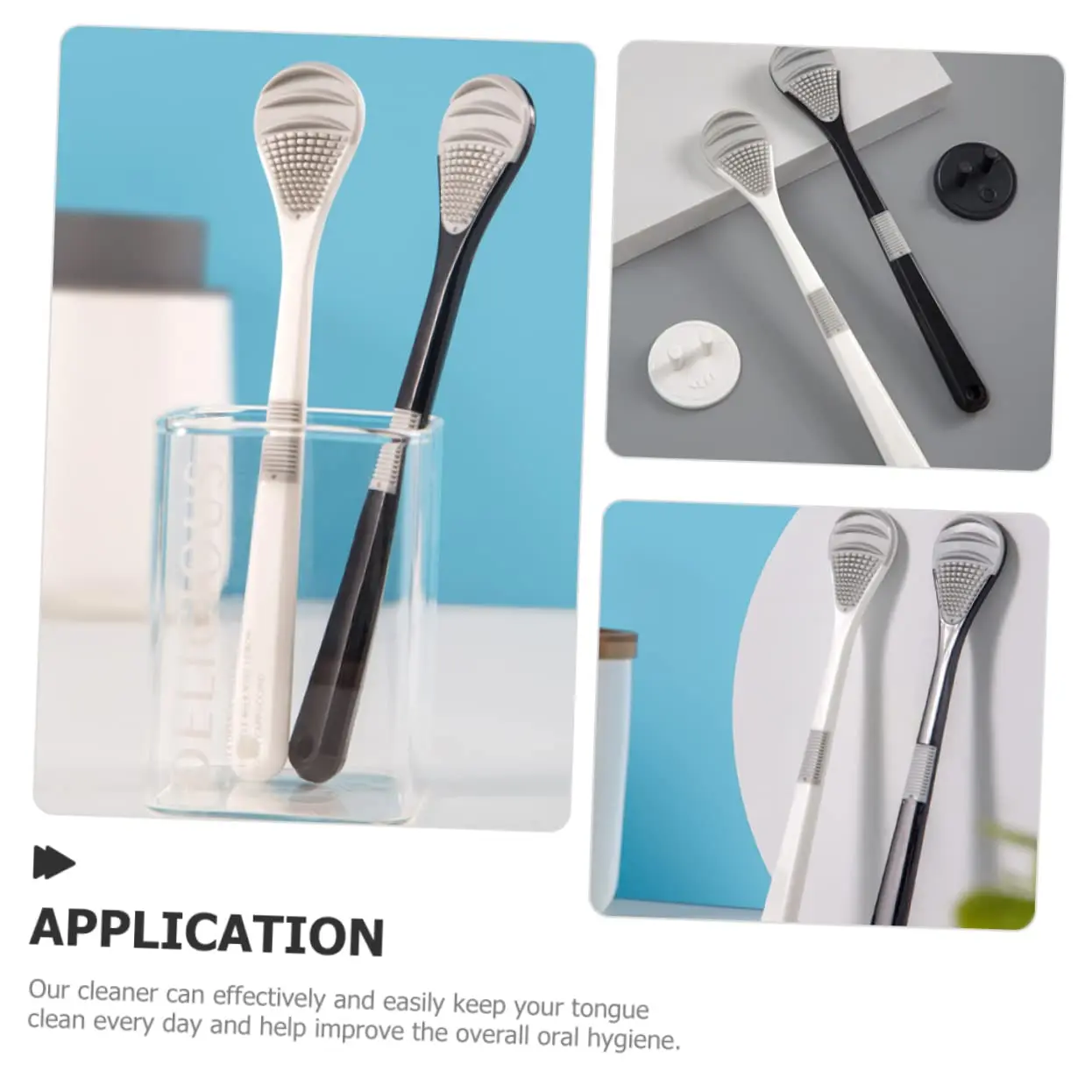 This tongue scraper for adults features a flexible, non-gagging design made from durable TPR material to gently remove residue and freshen breath for daily oral care.