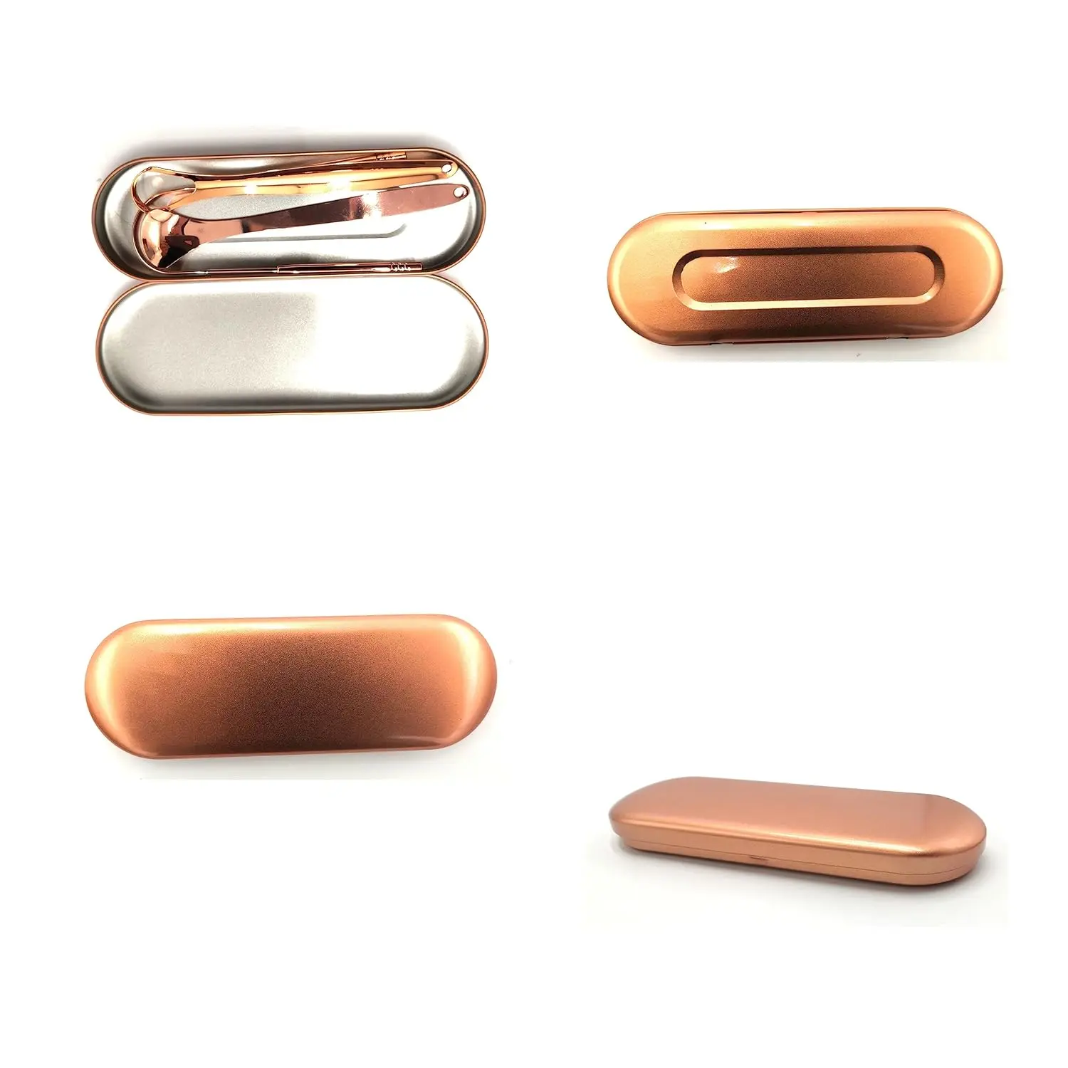 This gold tongue scraper for adults, complete with a case, effectively removes bacteria and buildup for a healthier, cleaner tongue and fresher breath as part of your oral hygiene routine.