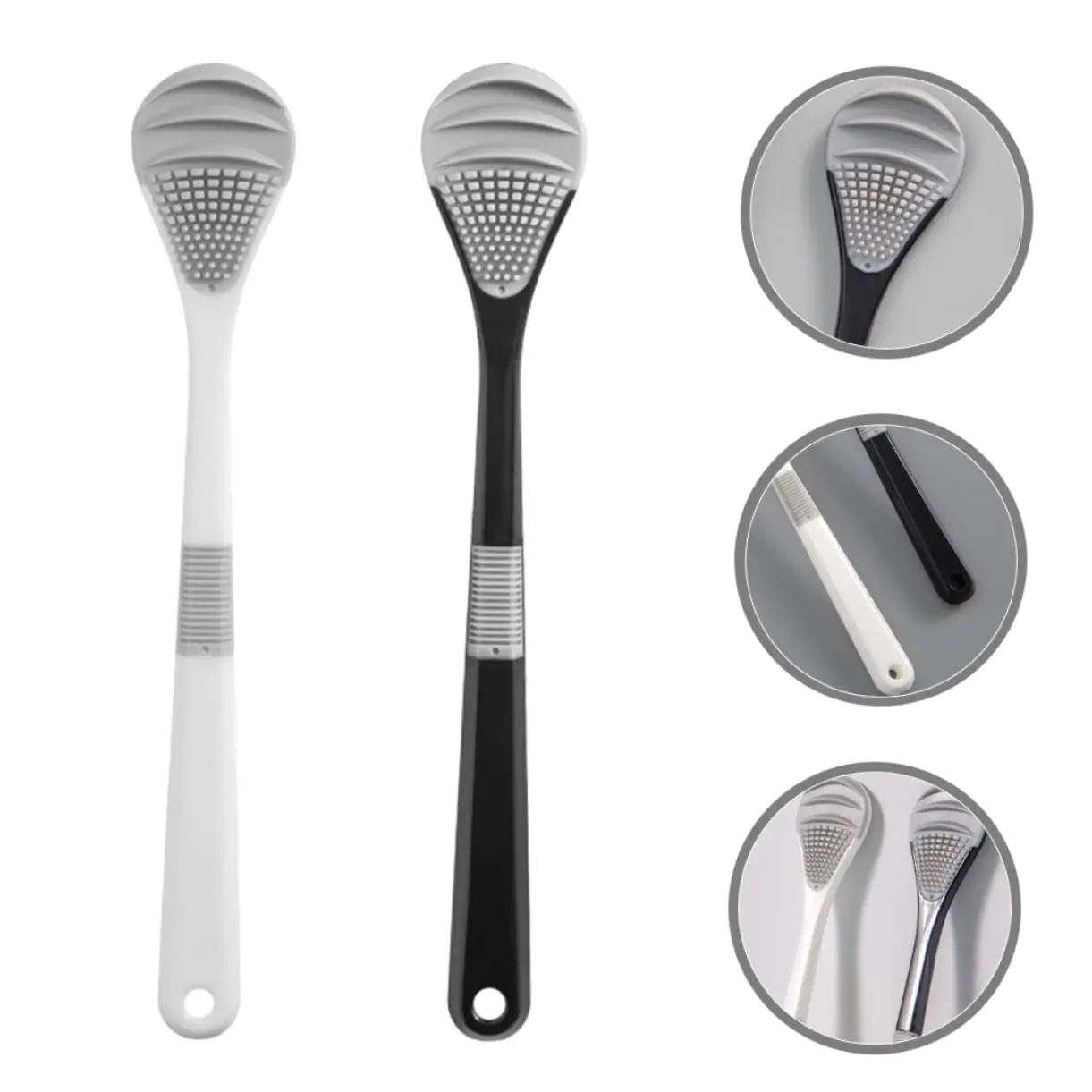 This tongue scraper for adults features a flexible, non-gagging design made from durable TPR material to gently remove residue and freshen breath for daily oral care.