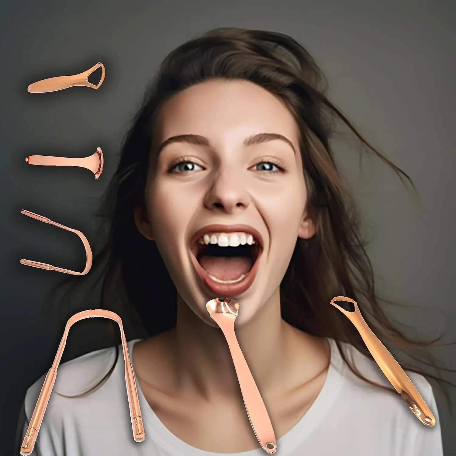 This gold tongue scraper for adults, complete with a case, effectively removes bacteria and buildup for a healthier, cleaner tongue and fresher breath as part of your oral hygiene routine.