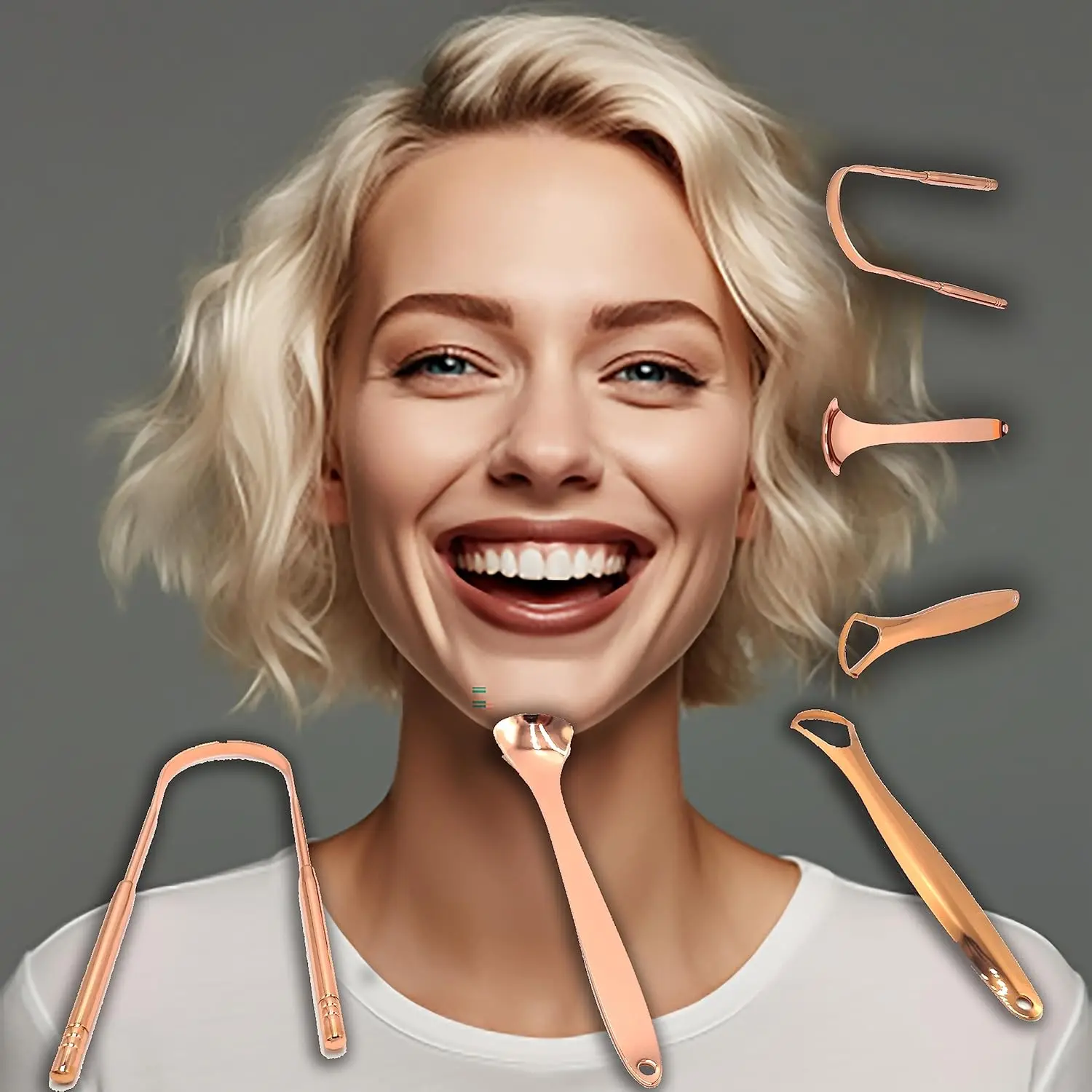 This gold tongue scraper for adults, complete with a case, effectively removes bacteria and buildup for a healthier, cleaner tongue and fresher breath as part of your oral hygiene routine.