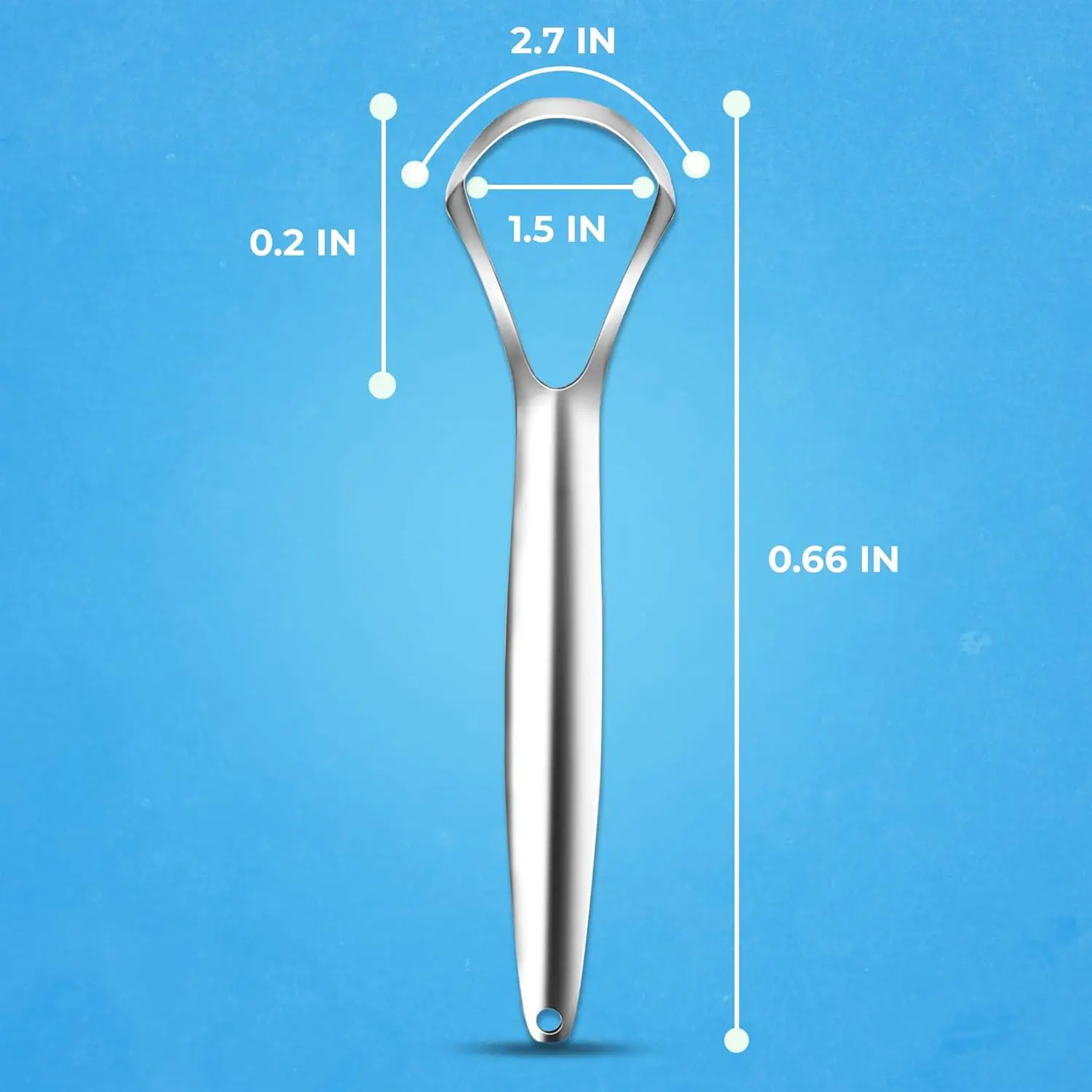 This stainless steel tongue scraper by HOKIN effectively removes bacteria and debris, promoting fresher breath and improved oral hygiene for adults.