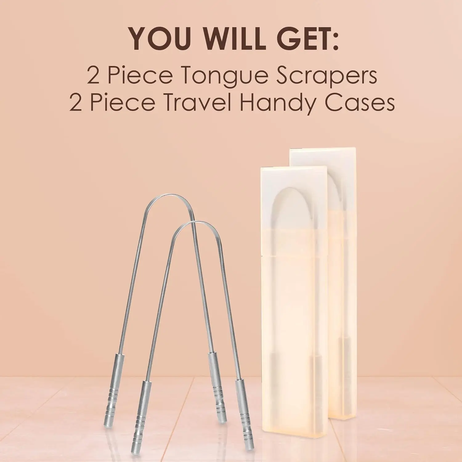 This stainless steel tongue scraper effectively removes buildup and food debris for fresher breath and improved oral hygiene, featuring a U-shaped design for easy use and a travel case for on-the-go care.