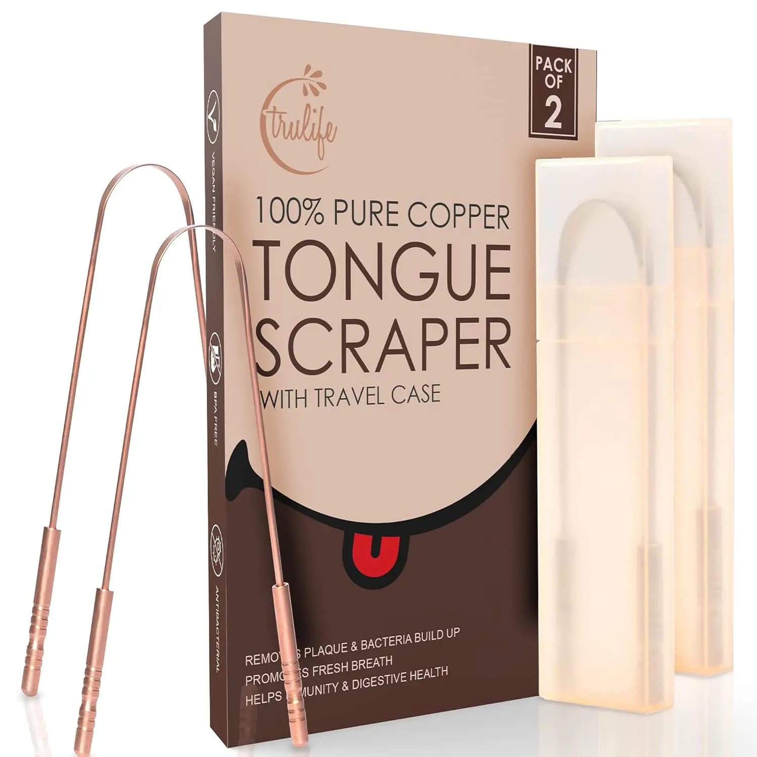This stainless steel tongue scraper effectively removes buildup and food debris for fresher breath and improved oral hygiene, featuring a U-shaped design for easy use and a travel case for on-the-go care.